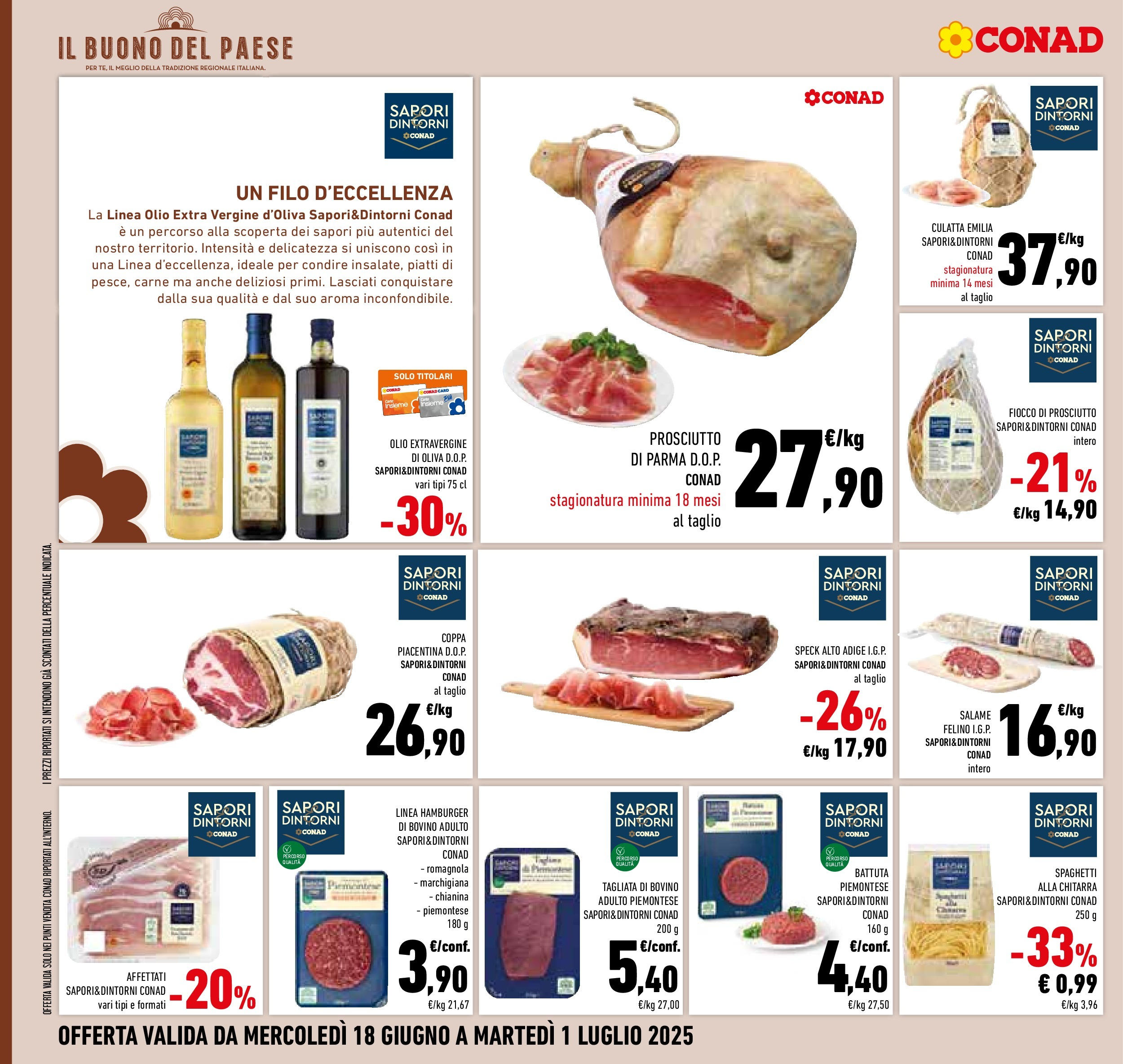 Volantino Conad dal 17/06/2025 > Anteprima - Giugno | Pagina: 36 | Prodotti: Speck, Salame, Prosciutto, Pasta