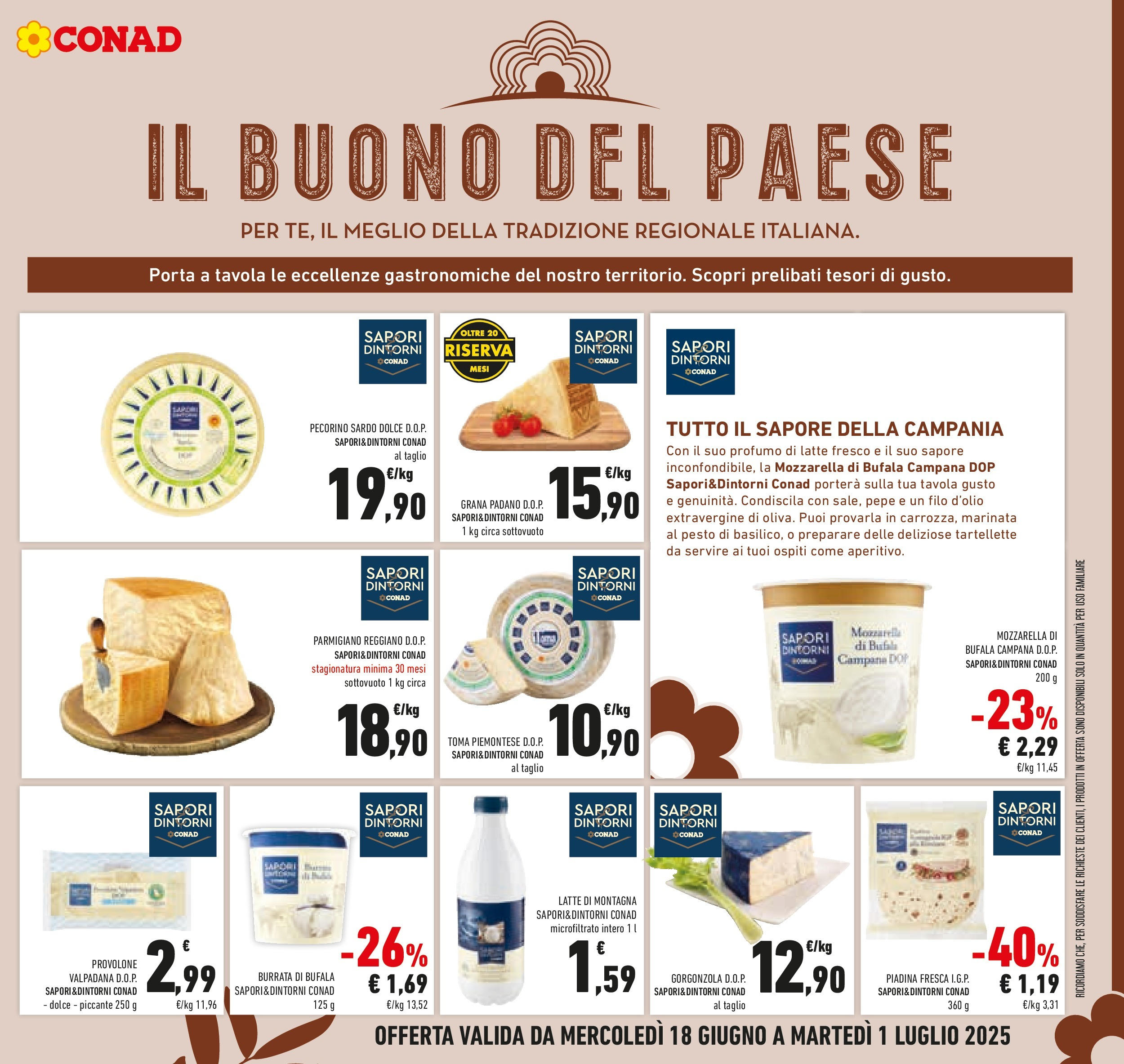 Volantino Conad dal 17/06/2025 > Anteprima - Giugno | Pagina: 21 | Prodotti: Provolone, Mozzarella, Pecorino, Profumo
