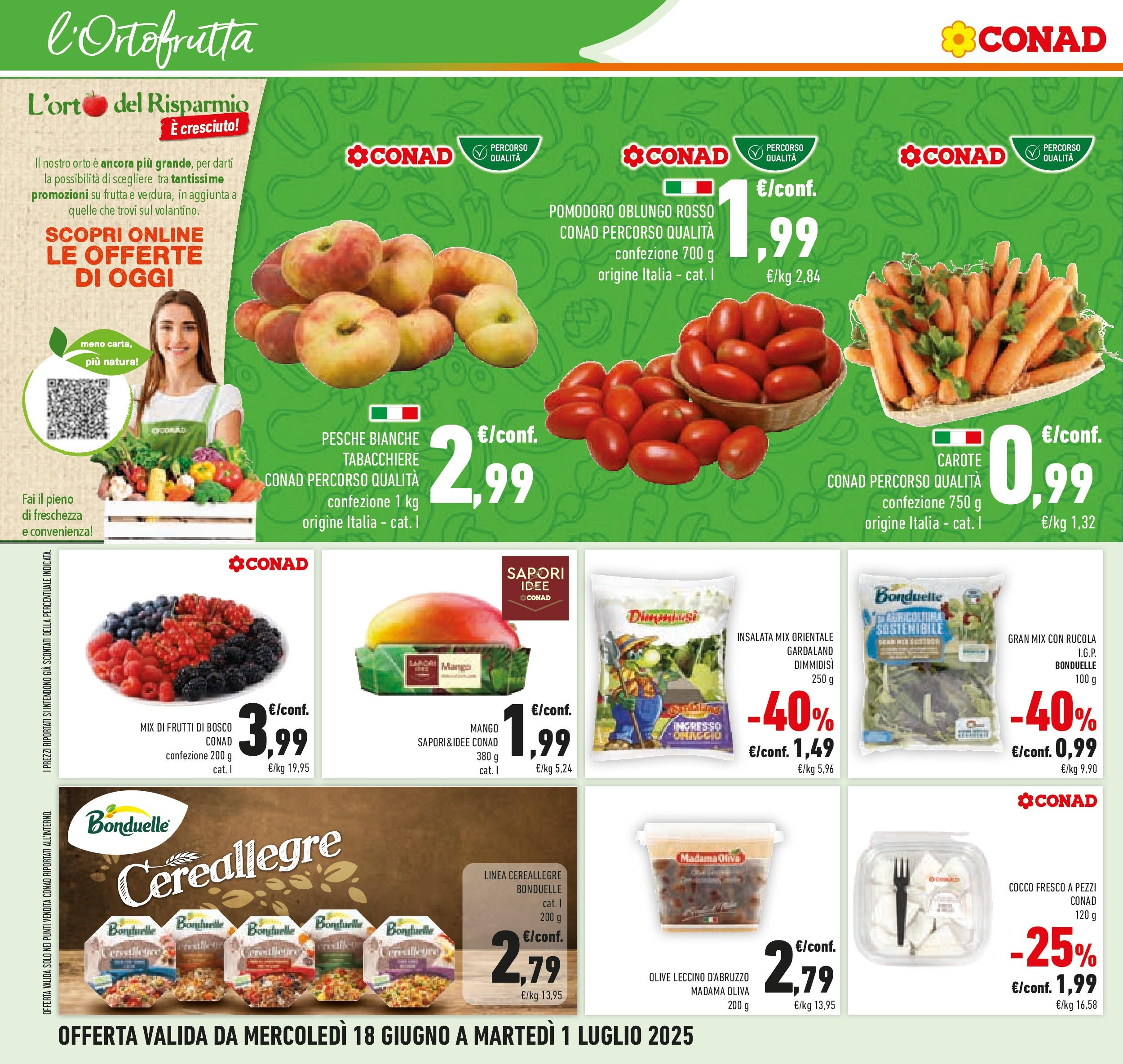 Volantino Conad dal 17/06/2025 > Anteprima - Giugno | Pagina: 24 | Prodotti: Rucola, Pomodoro, Carote, Olive