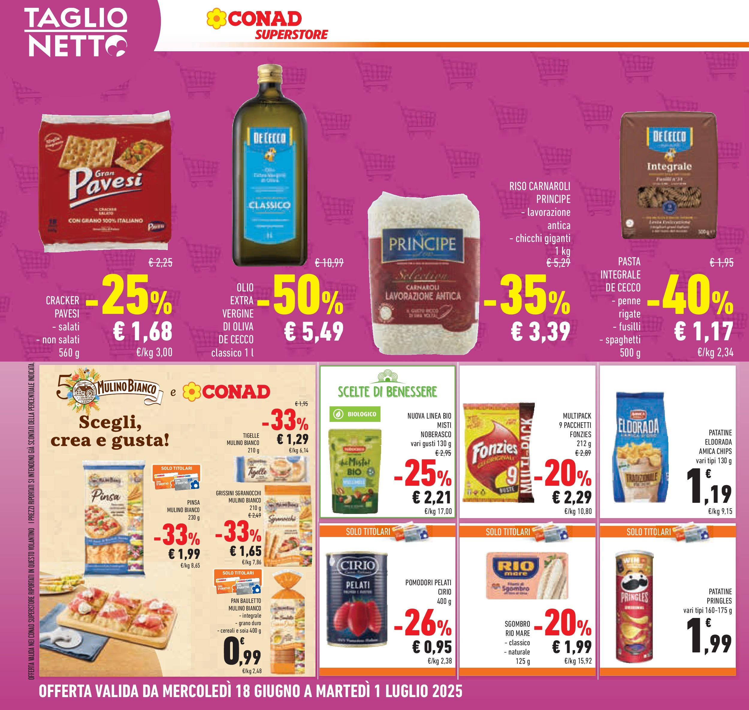 Volantino Conad dal 17/06/2025 > Anteprima - Giugno | Pagina: 30 | Prodotti: Cereali, Fusilli, Olio extra vergine, Penne