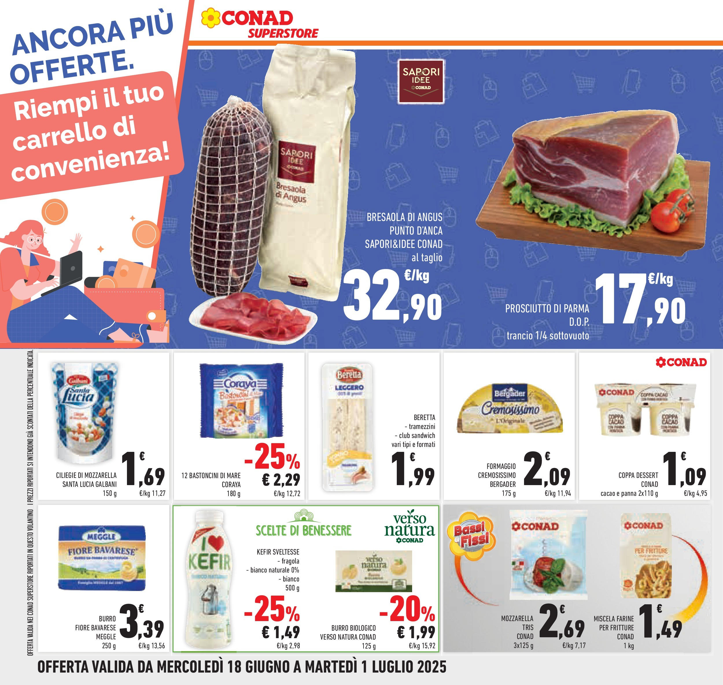 Volantino Conad dal 17/06/2025 > Anteprima - Giugno | Pagina: 36 | Prodotti: Prosciutto di Parma, Bresaola, Carrello, Cacao