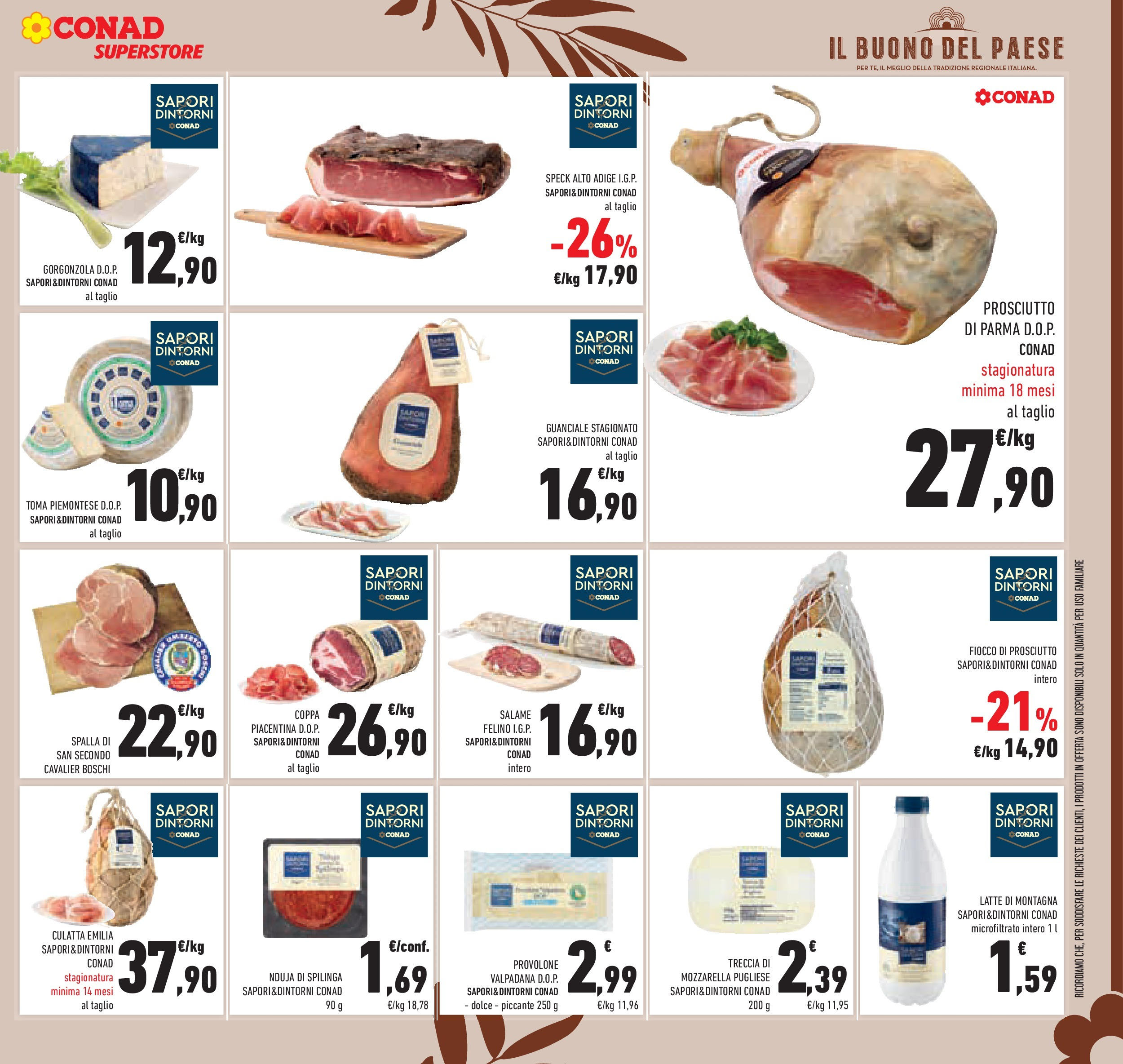 Volantino Conad dal 17/06/2025 > Anteprima - Giugno | Pagina: 27 | Prodotti: Provolone, Salame, Prosciutto, Guanciale