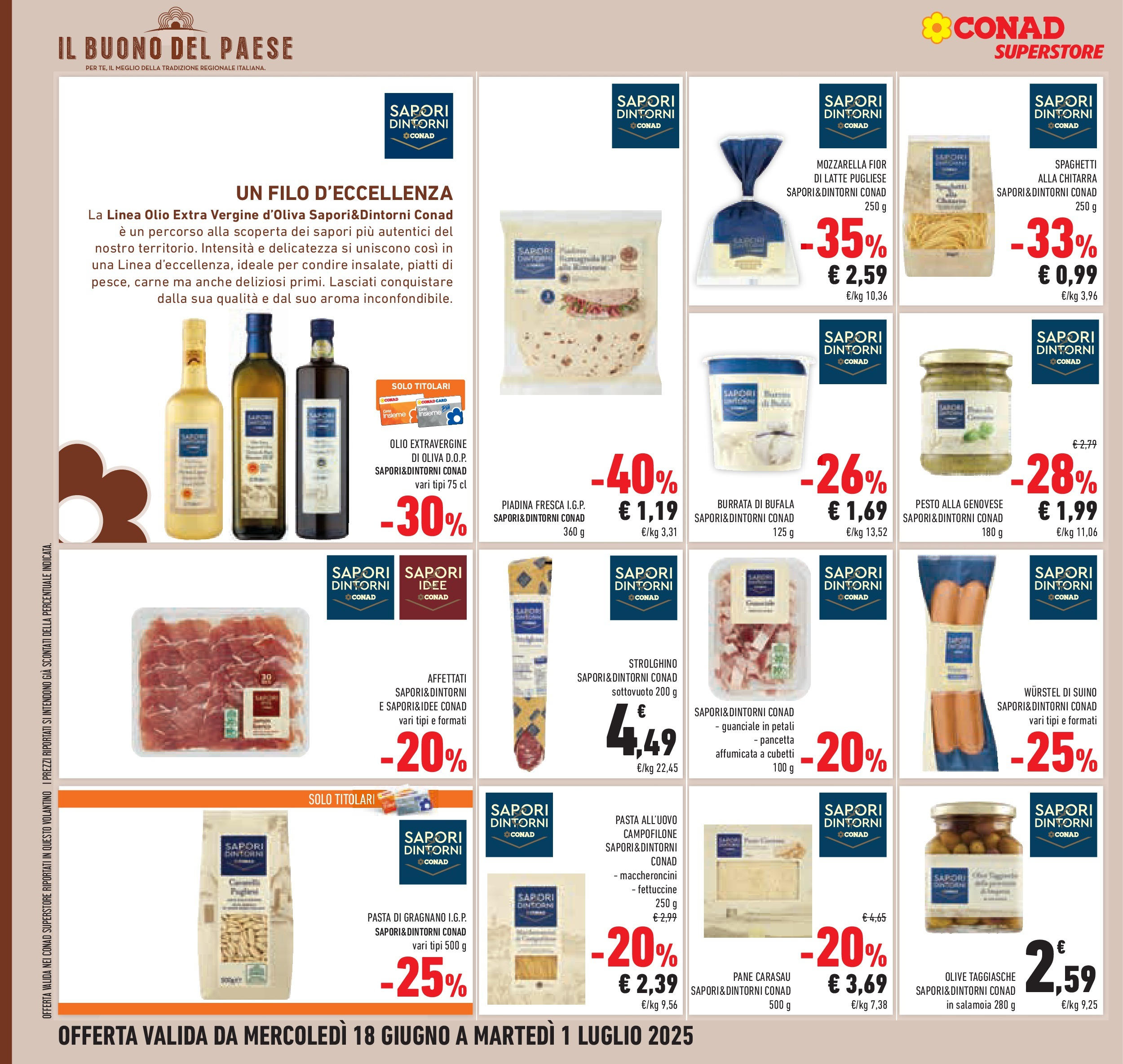 Volantino Conad dal 17/06/2025 > Anteprima - Giugno | Pagina: 22 | Prodotti: Suino, Mozzarella, Olio, Olio extra vergine