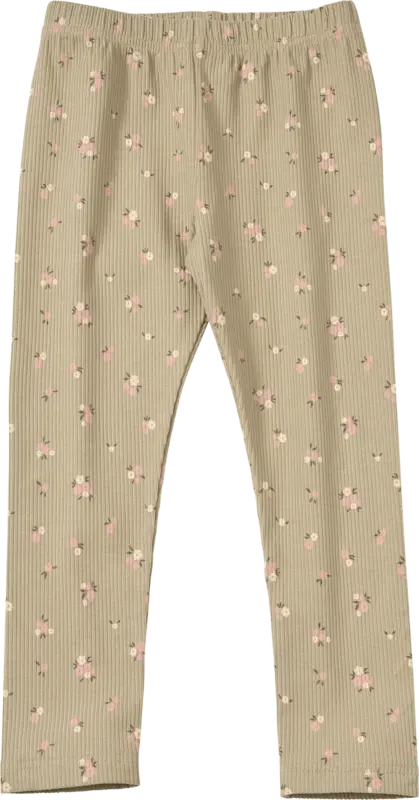 ALANA Leggings mit Blumen-Muster und Ripp-Struktur, grün, Gr. 122