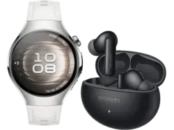 Huawei Watch 5 42mm Edelstahl mit Kompositarmband, Wei&szlig; inkl. FreeBuds 6i, Schwarz; Smartwatch