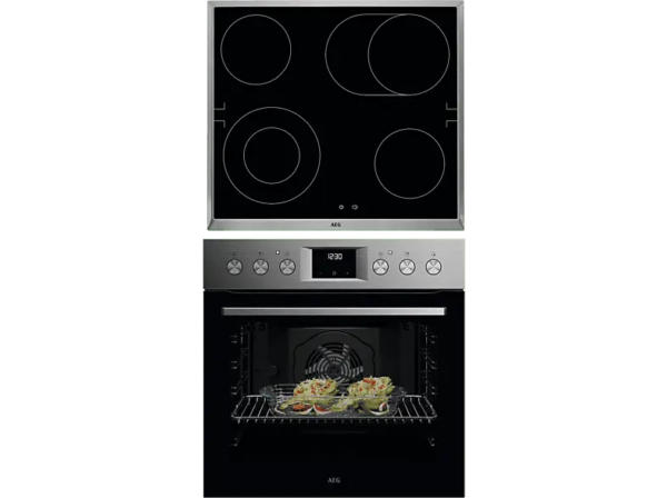 AEG OU5AE20SM 5000 SurroundCook®, Herdset inkl. HE604062XB Kochfeld (Strahlungsheizung, A+, 72 l)