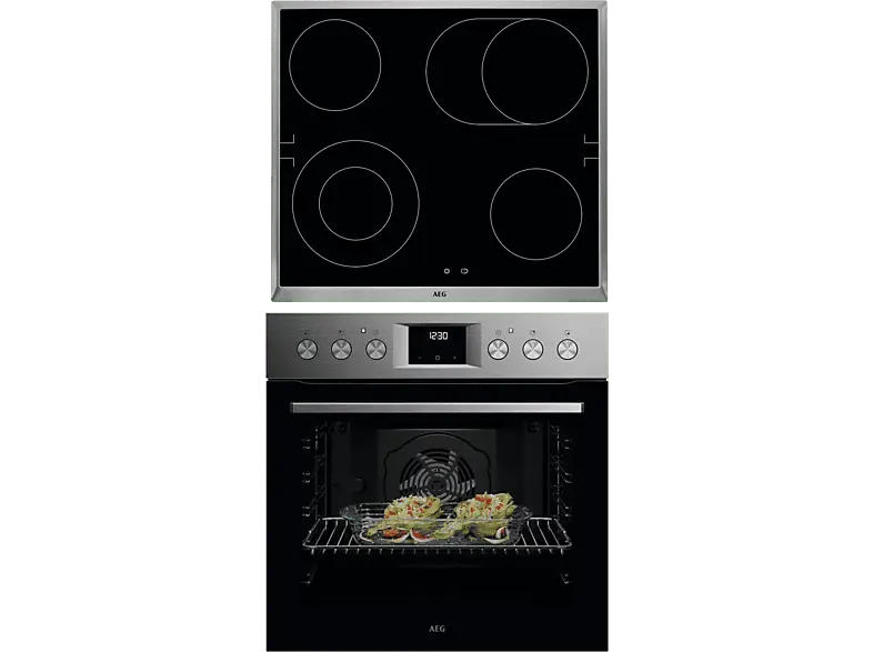 AEG OU5AE20SM 5000 SurroundCook®, Herdset inkl. HE604062XB Kochfeld (Strahlungsheizung, A+, 72 l)
