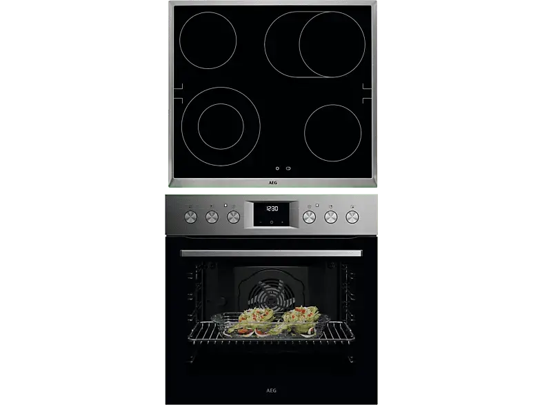 AEG OU5AE20SM 5000 SurroundCook®, Herdset inkl. HE604062XB Kochfeld (Strahlungsheizung, A+, 72 l)