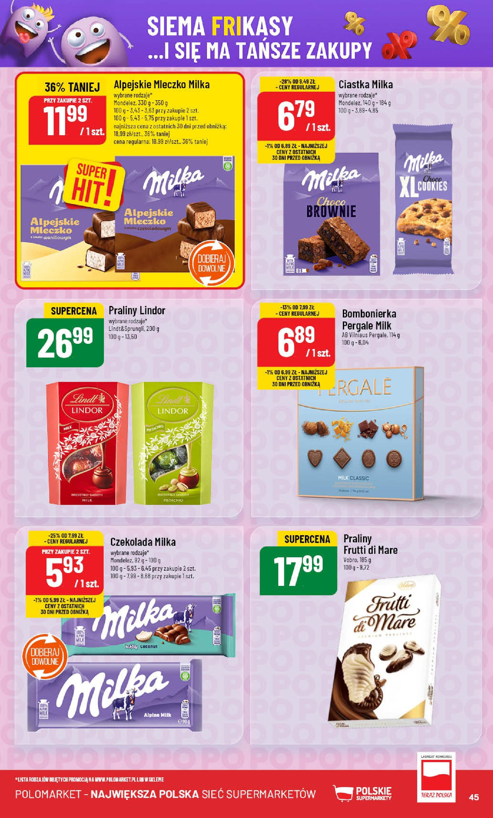POLOmarket gazetka od jutra (18.06.2025) | Nowa PDF | Strona: 45 | Produkty: Praliny, Bombonierka, Czekolada, Frutti di Mare POLOmarket gazetka od jutra (18.06.2025) - Nowa PDF | Strona: 45 | Produkty: Praliny, Bombonierka, Czekolada, Frutti di Mare