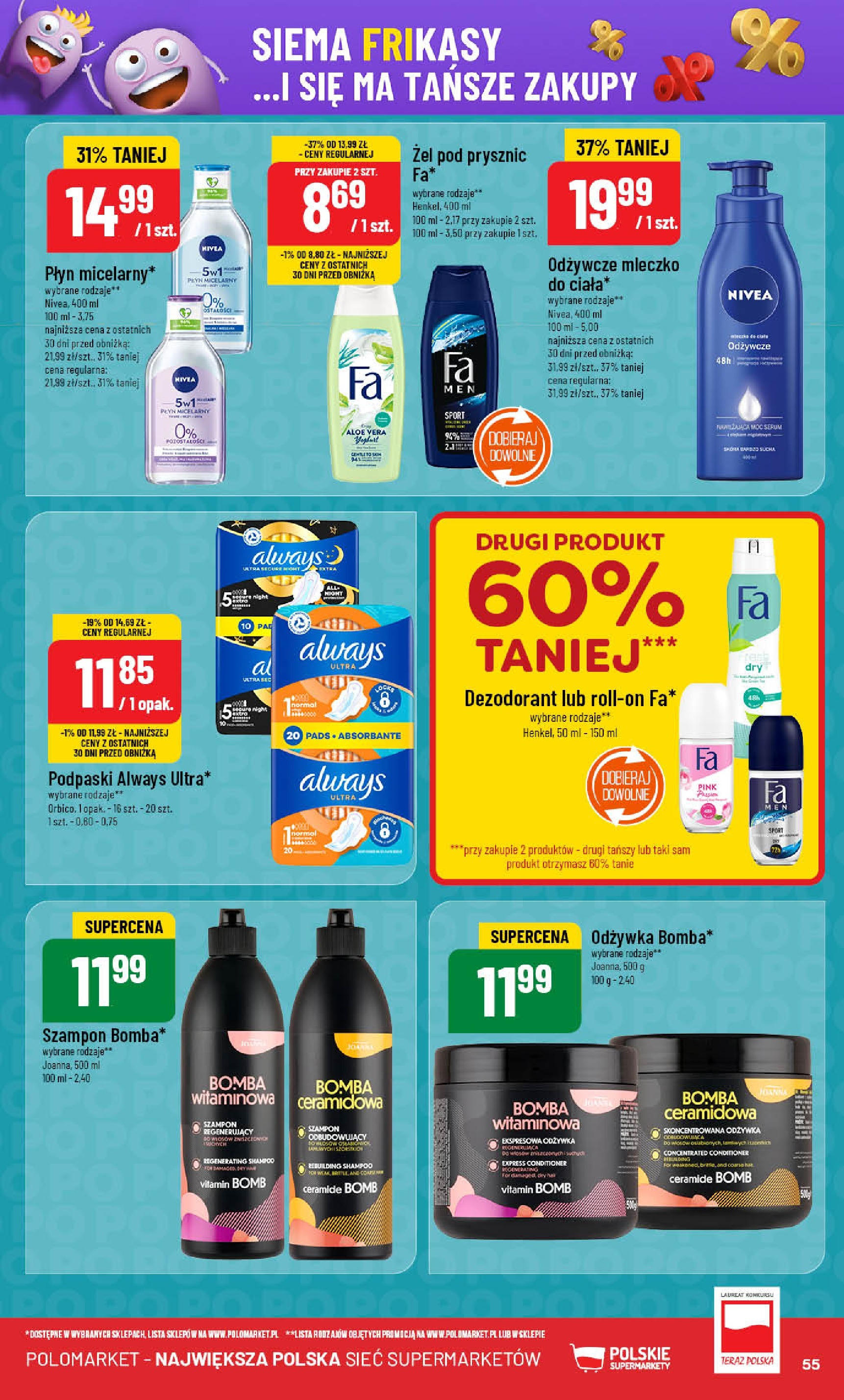 POLOmarket gazetka od jutra (18.06.2025) | Nowa PDF | Strona: 55 | Produkty: Podpaski always, Podpaski, Prysznic, Dezodorant POLOmarket gazetka od jutra (18.06.2025) - Nowa PDF | Strona: 55 | Produkty: Podpaski always, Podpaski, Prysznic, Dezodorant