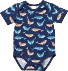 ALANA Body Kurzarm Pro Climate mit Wal-Muster, blau, Gr. 74/80