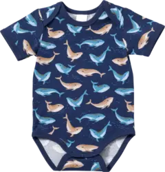 ALANA Body Kurzarm Pro Climate mit Wal-Muster, blau, Gr. 86/92