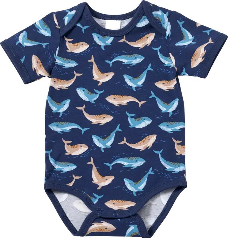 ALANA Body Kurzarm Pro Climate mit Wal-Muster, blau, Gr. 86/92