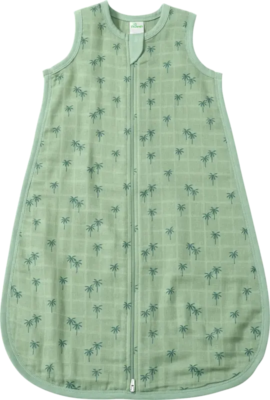 ALANA Schlafsack 0,5 TOG aus Musselin mit Palmen-Muster, grün, 90 cm