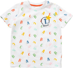 ALANA T-Shirt Schulanfang mit "1. Klasse" Patch & ABC-Muster, weiß, Gr. 122
