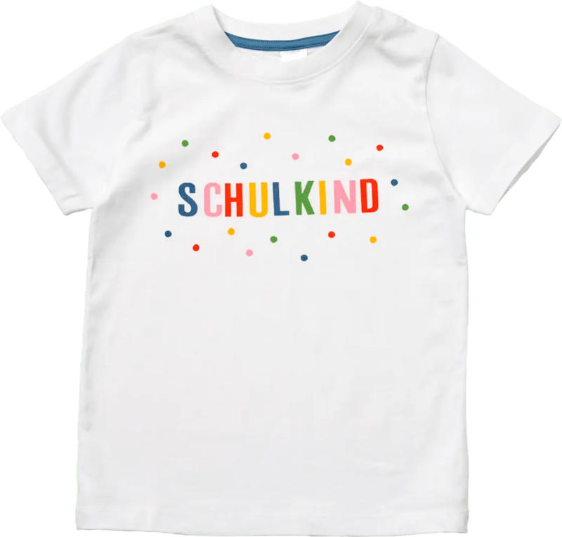 ALANA T-Shirt Schulanfang mit "SCHULKIND" Schriftzug, weiß, Gr. 122