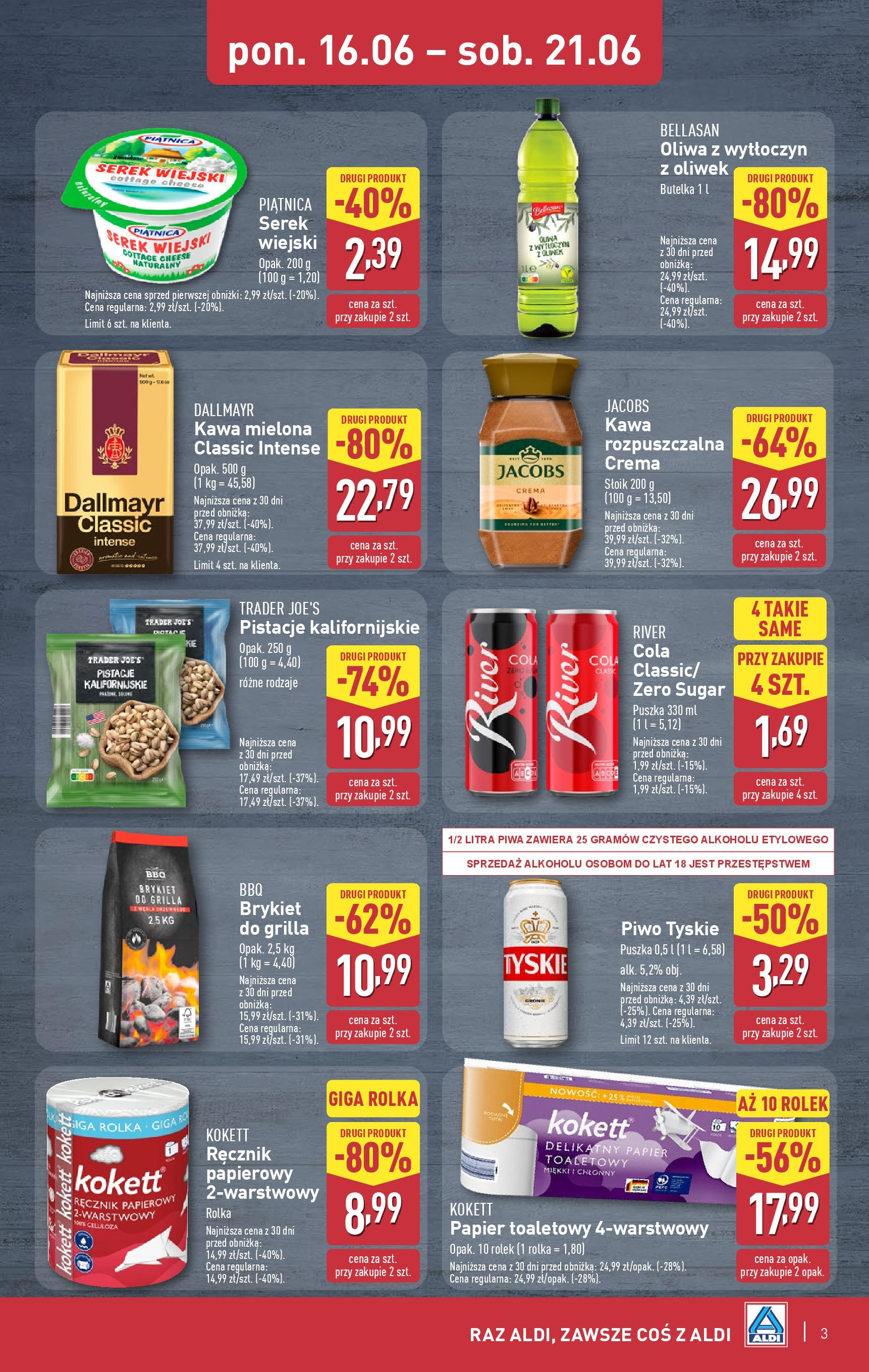 Aldi Gazetka - Okazje na weekend od 18.06.2025 - Ulotka PDF, promocje | Strona: 3 | Produkty: Papier toaletowy, Kawa rozpuszczalna, Kawa, Ręcznik papierowy
