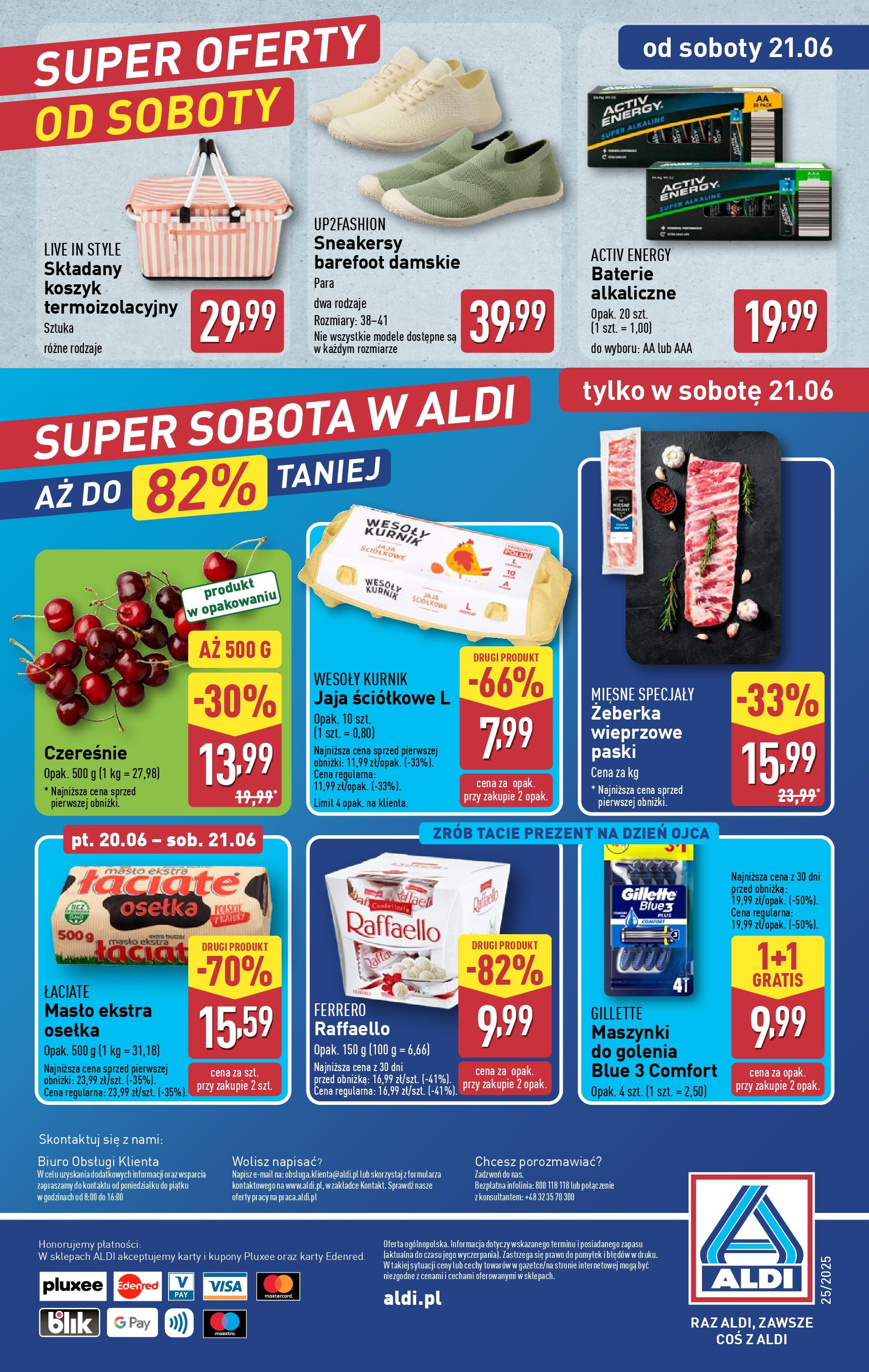 Aldi Gazetka - Okazje na weekend od 18.06.2025 - Ulotka PDF, promocje | Strona: 14 | Produkty: Gillette, Masło ekstra osełka, Baterie, Maszynki do golenia