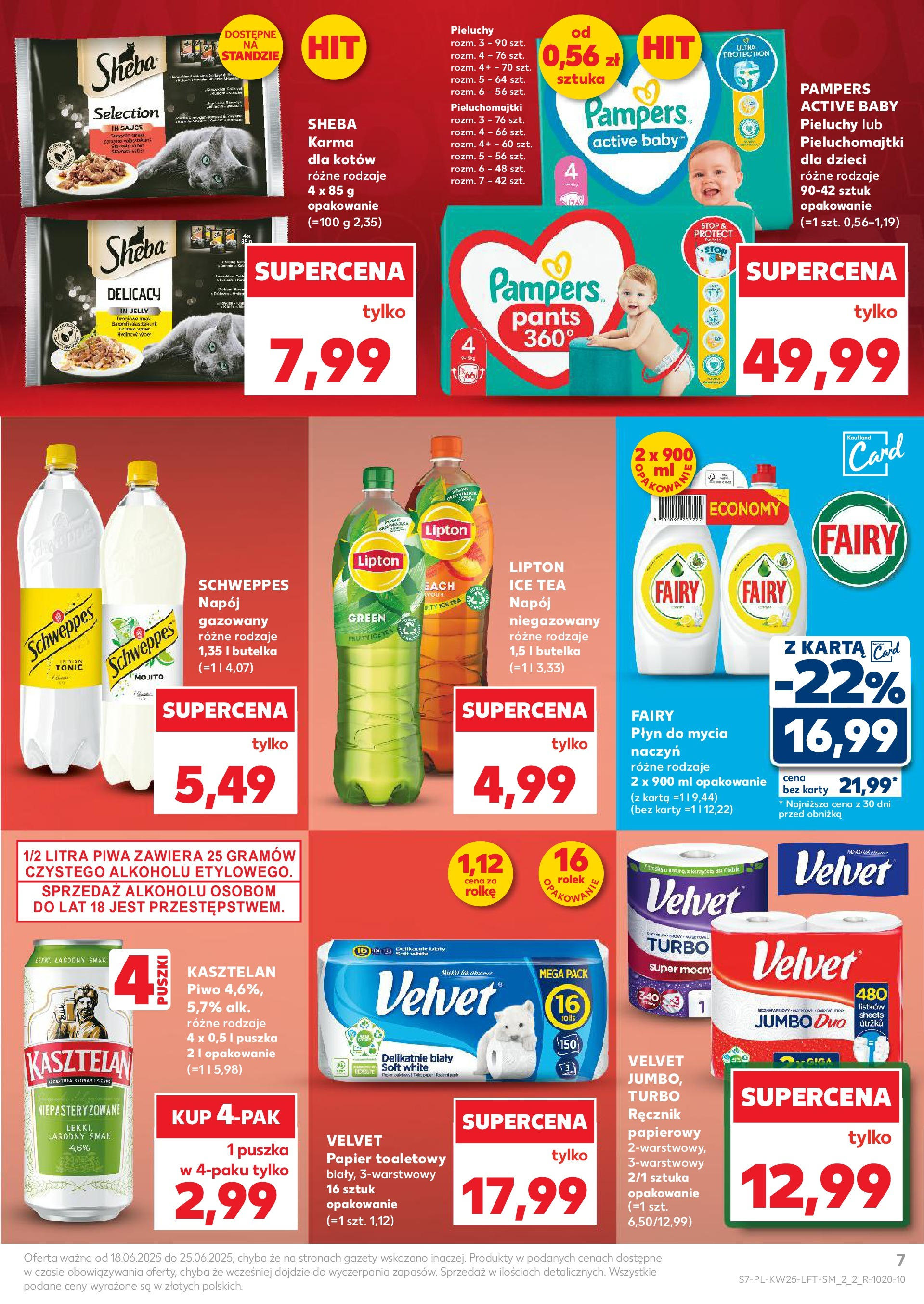 Kaufland gazetka od 18.06.2025 - od jutra PDF | Strona: 7 | Produkty: Karta, Ice Tea, Pieluchomajtki, Piwo