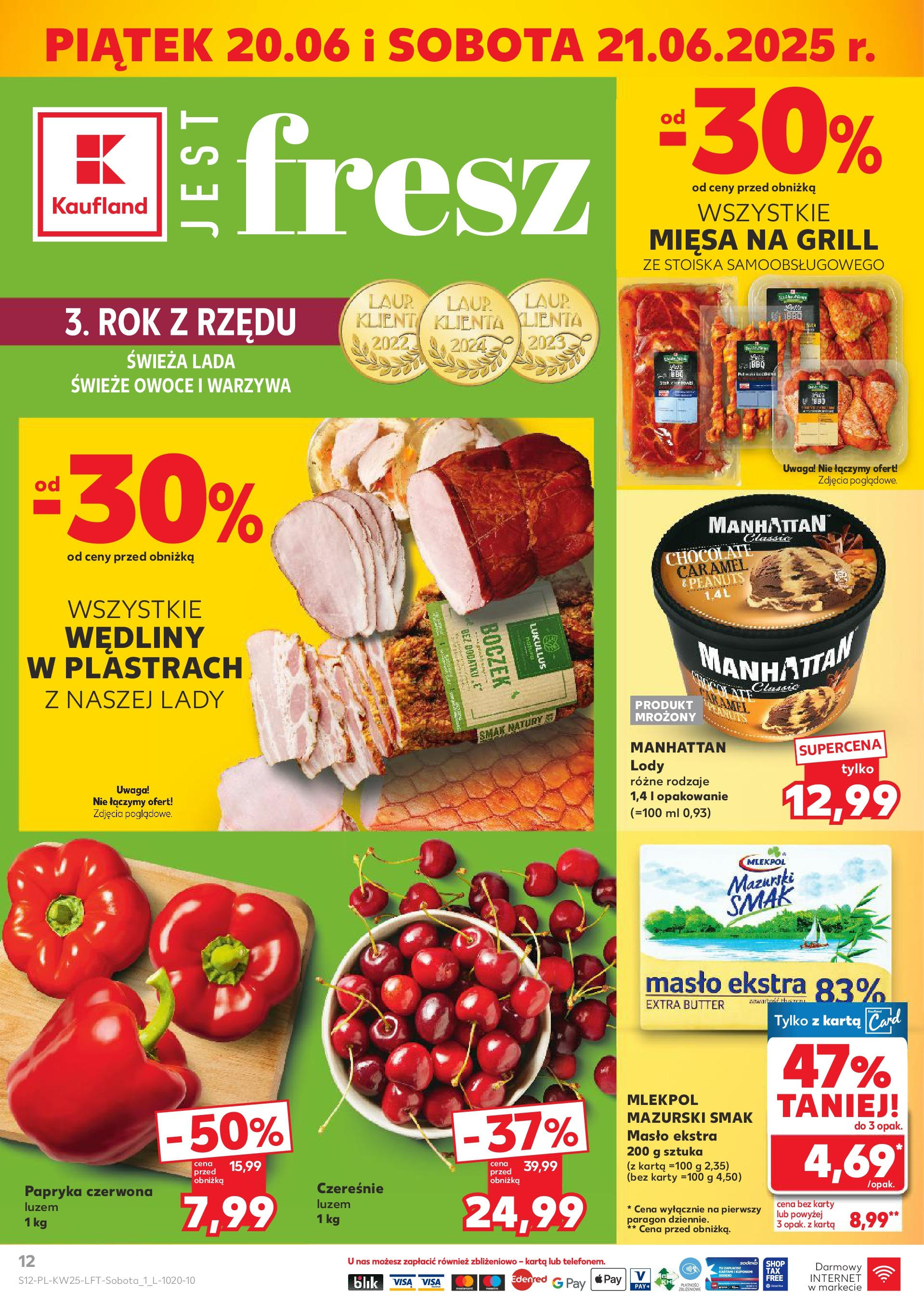 Kaufland gazetka od 18.06.2025 - od jutra PDF | Strona: 12 | Produkty: Boczek, Masło, Lody, Warzywa