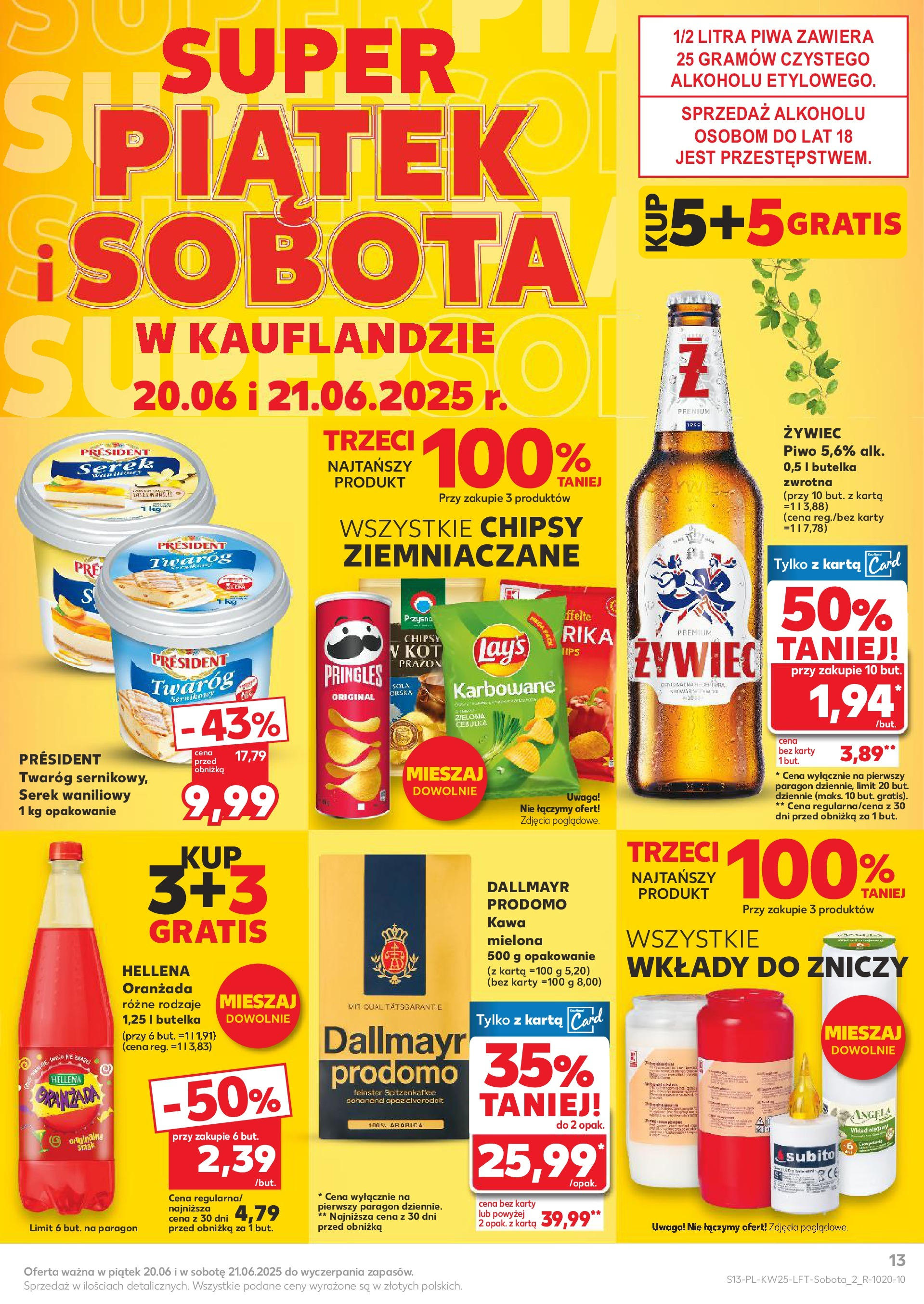 Kaufland gazetka od 18.06.2025 - od jutra PDF | Strona: 13 | Produkty: Serek, Oranżada hellena, Piwo, Twaróg