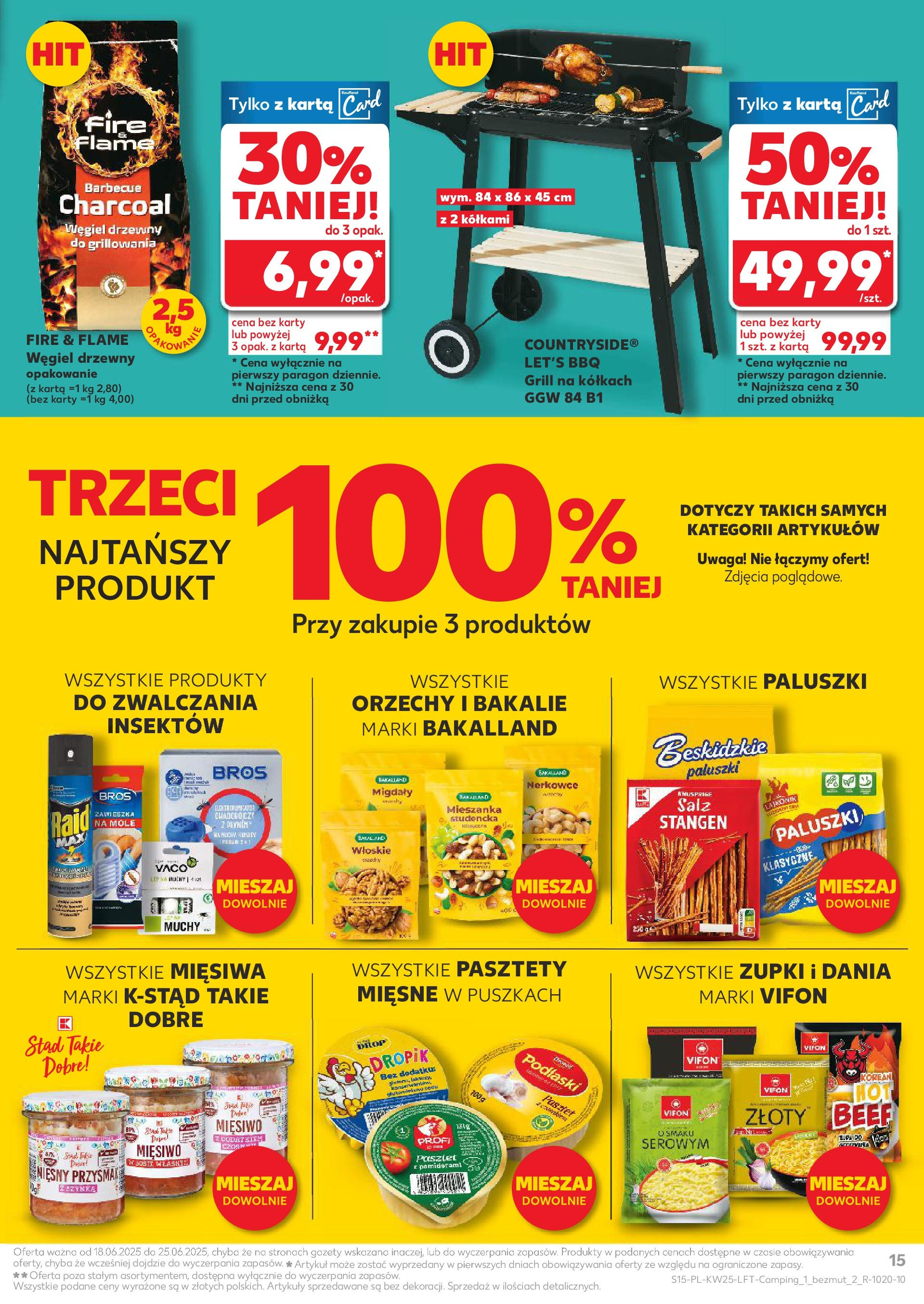 Kaufland gazetka od 18.06.2025 - od jutra PDF | Strona: 15 | Produkty: Odświeżacz, Karta, Vifon, Orzechy