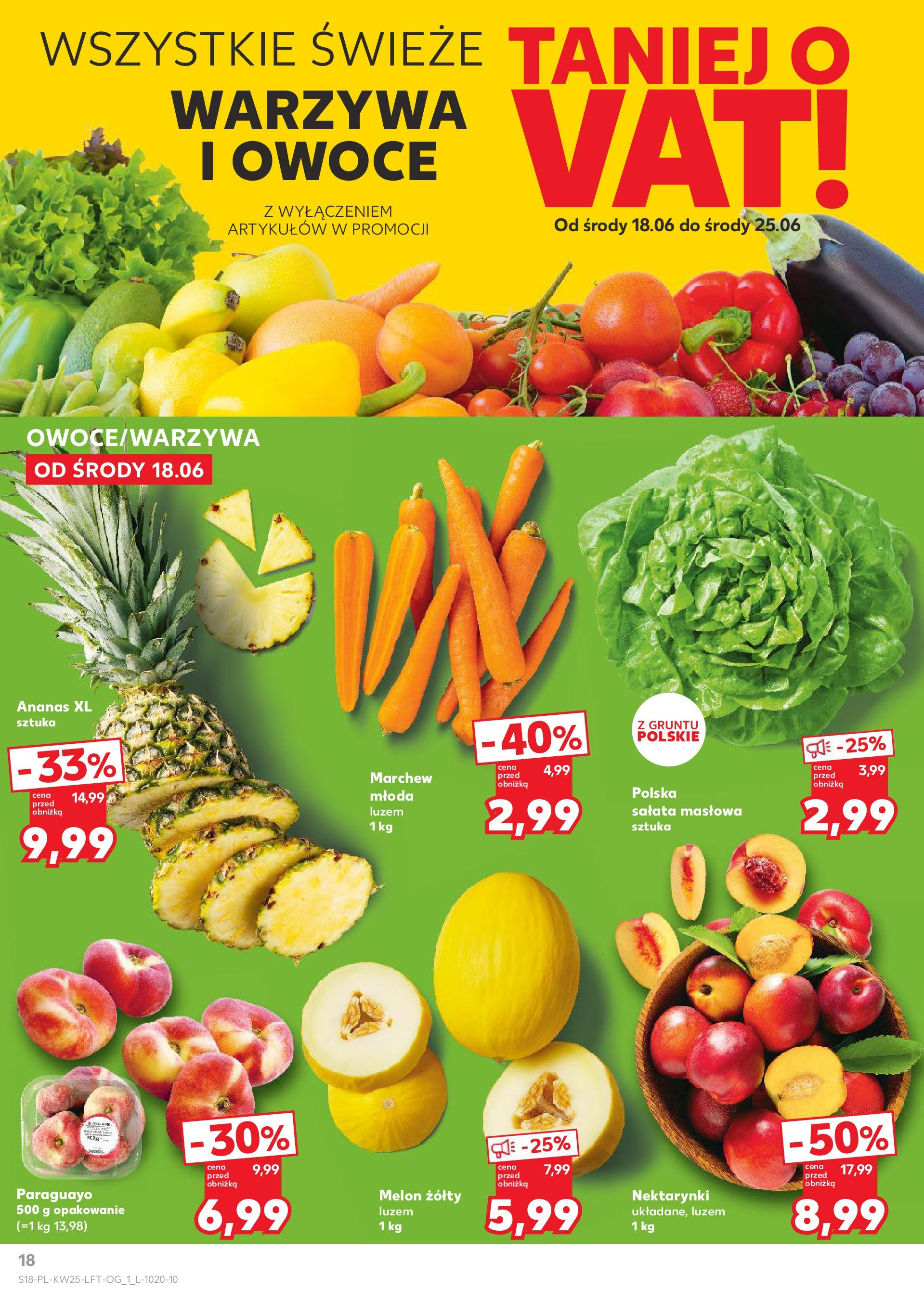 Kaufland gazetka od 18.06.2025 - od jutra PDF | Strona: 18 | Produkty: Melon, Ananas, Warzywa, Owoce