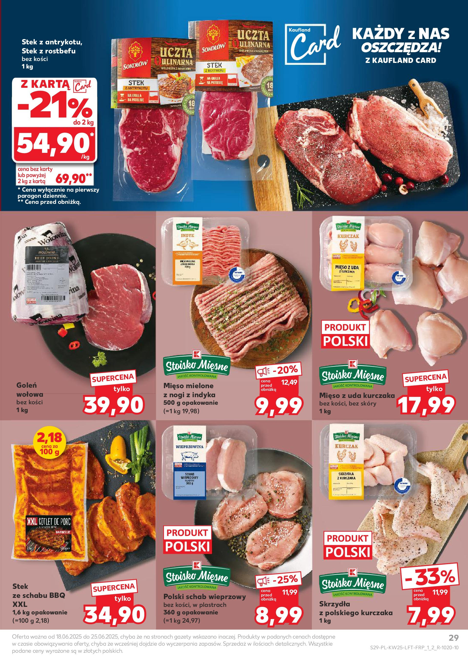 Kaufland gazetka od 18.06.2025 - od jutra PDF | Strona: 29 | Produkty: Mięso, Schab wieprzowy, Wieprzowina, Wołowina