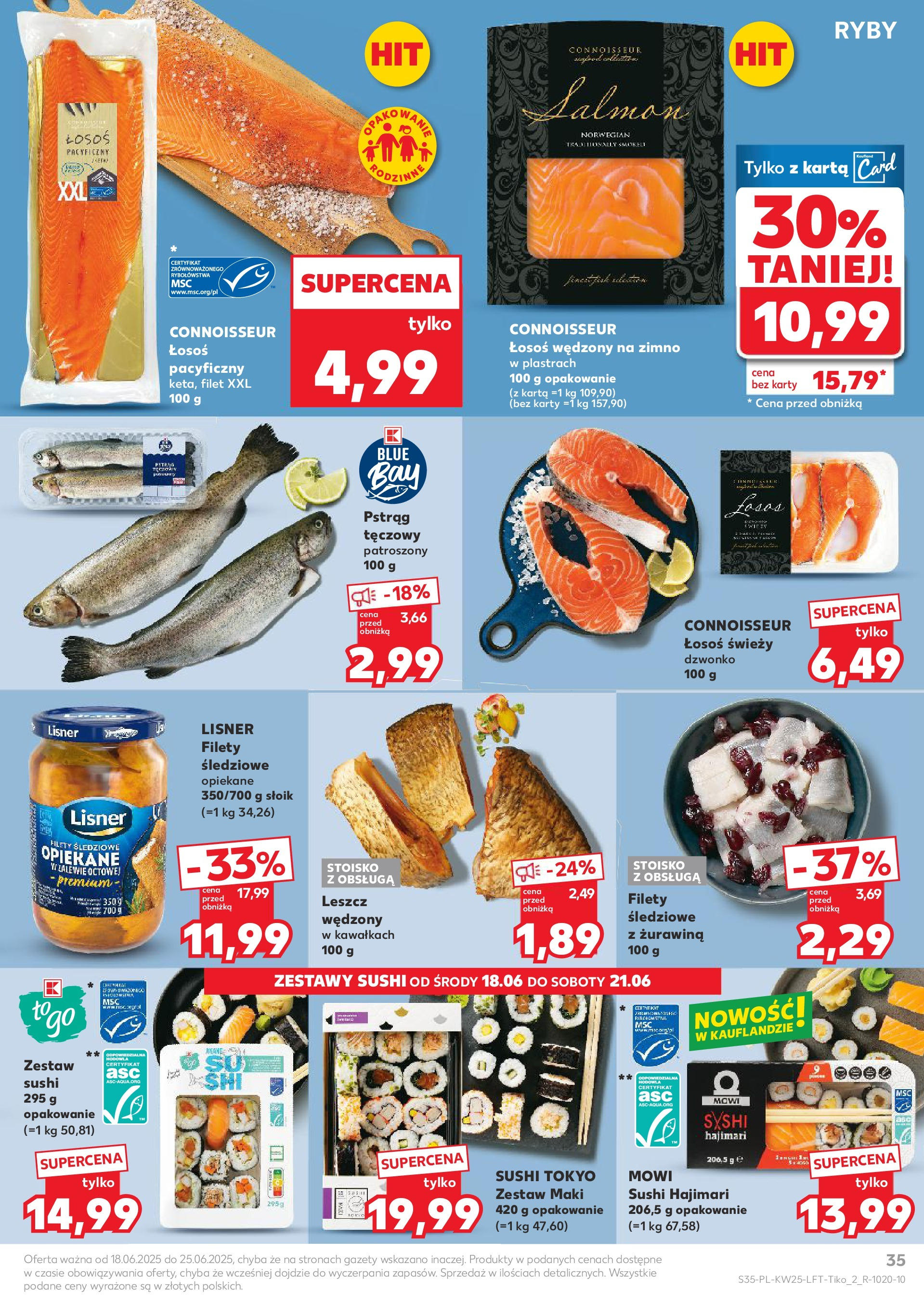 Kaufland gazetka od 18.06.2025 - od jutra PDF | Strona: 35 | Produkty: Łosoś wędzony, Łosoś, Żurawina, Ryby