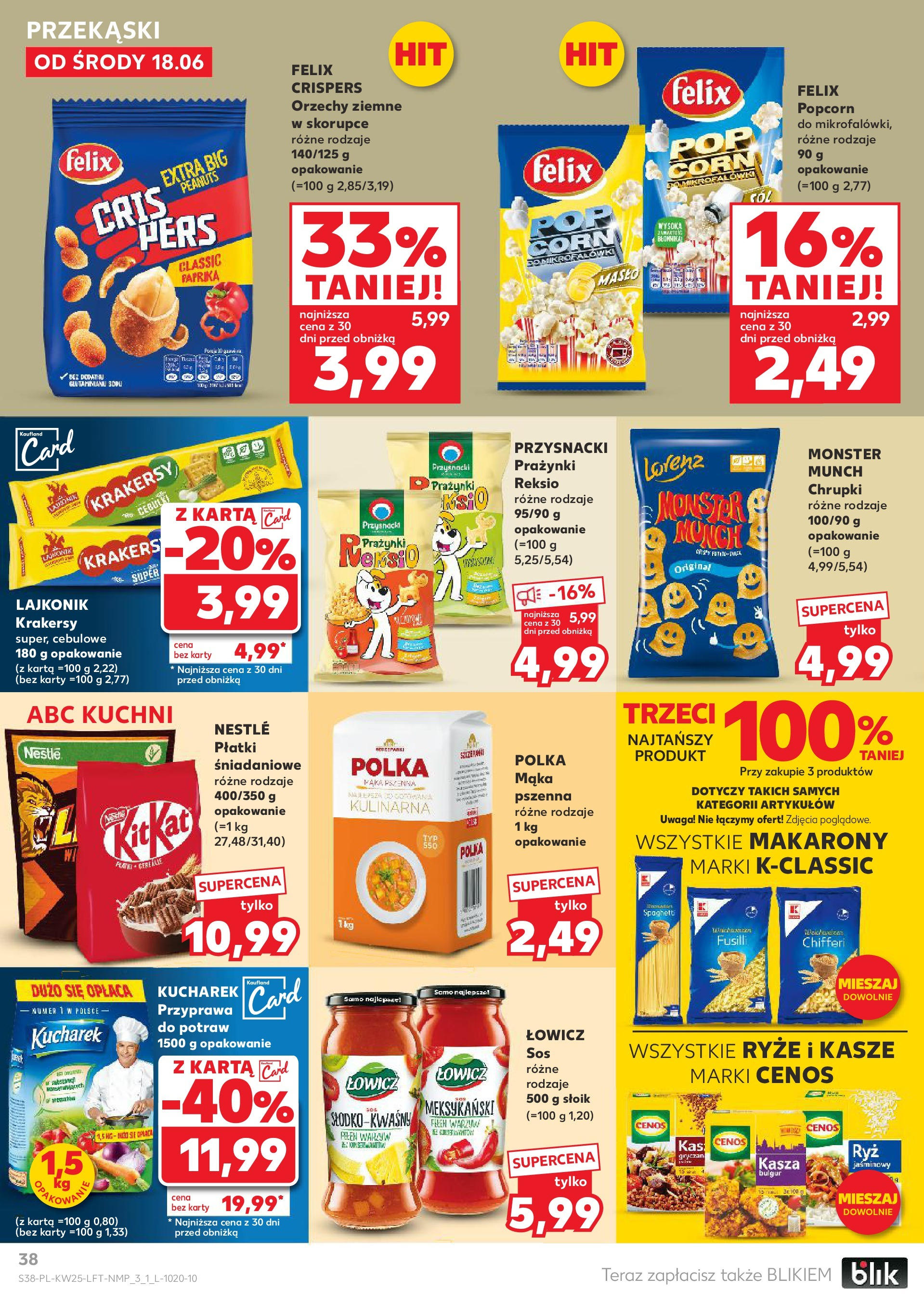 Kaufland gazetka od 18.06.2025 - od jutra PDF | Strona: 38 | Produkty: Bulgur, Chrupki, Masło, Makarony
