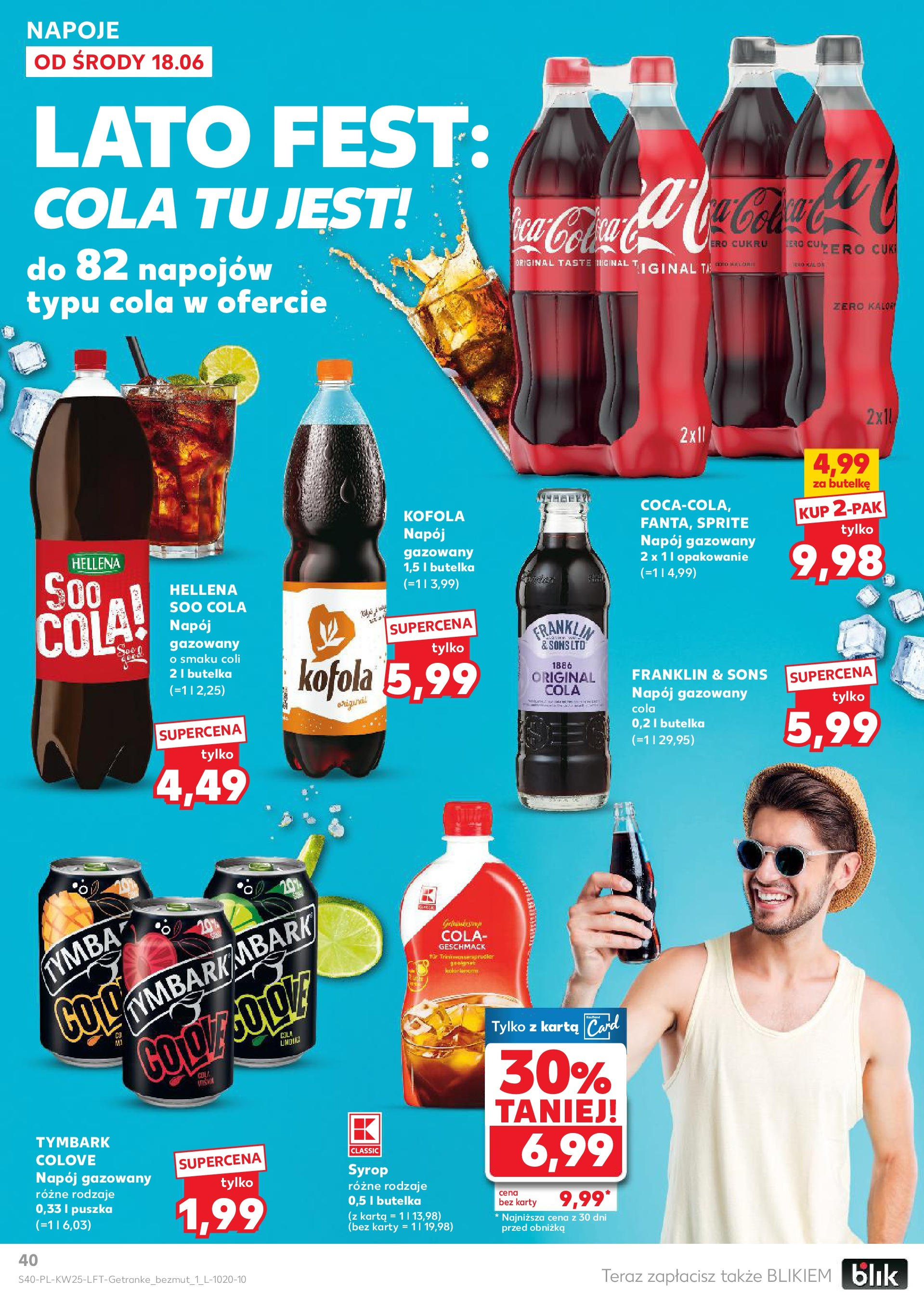 Kaufland gazetka od 18.06.2025 - od jutra PDF | Strona: 40 | Produkty: Karta, Syrop, Napoje, Sprite