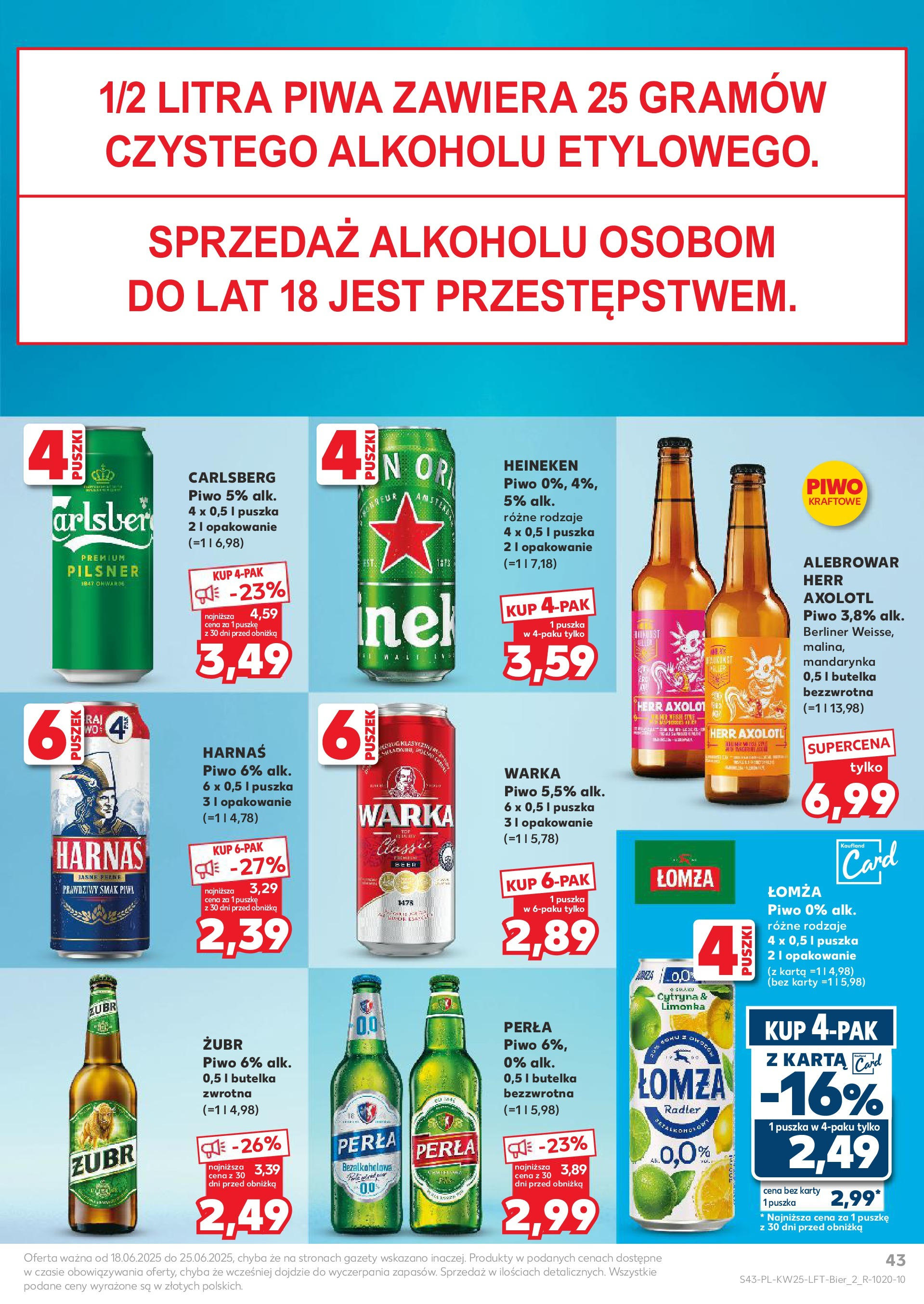 Kaufland gazetka od 18.06.2025 - od jutra PDF | Strona: 43 | Produkty: Cytryna, Harnaś, Piwo, Heineken