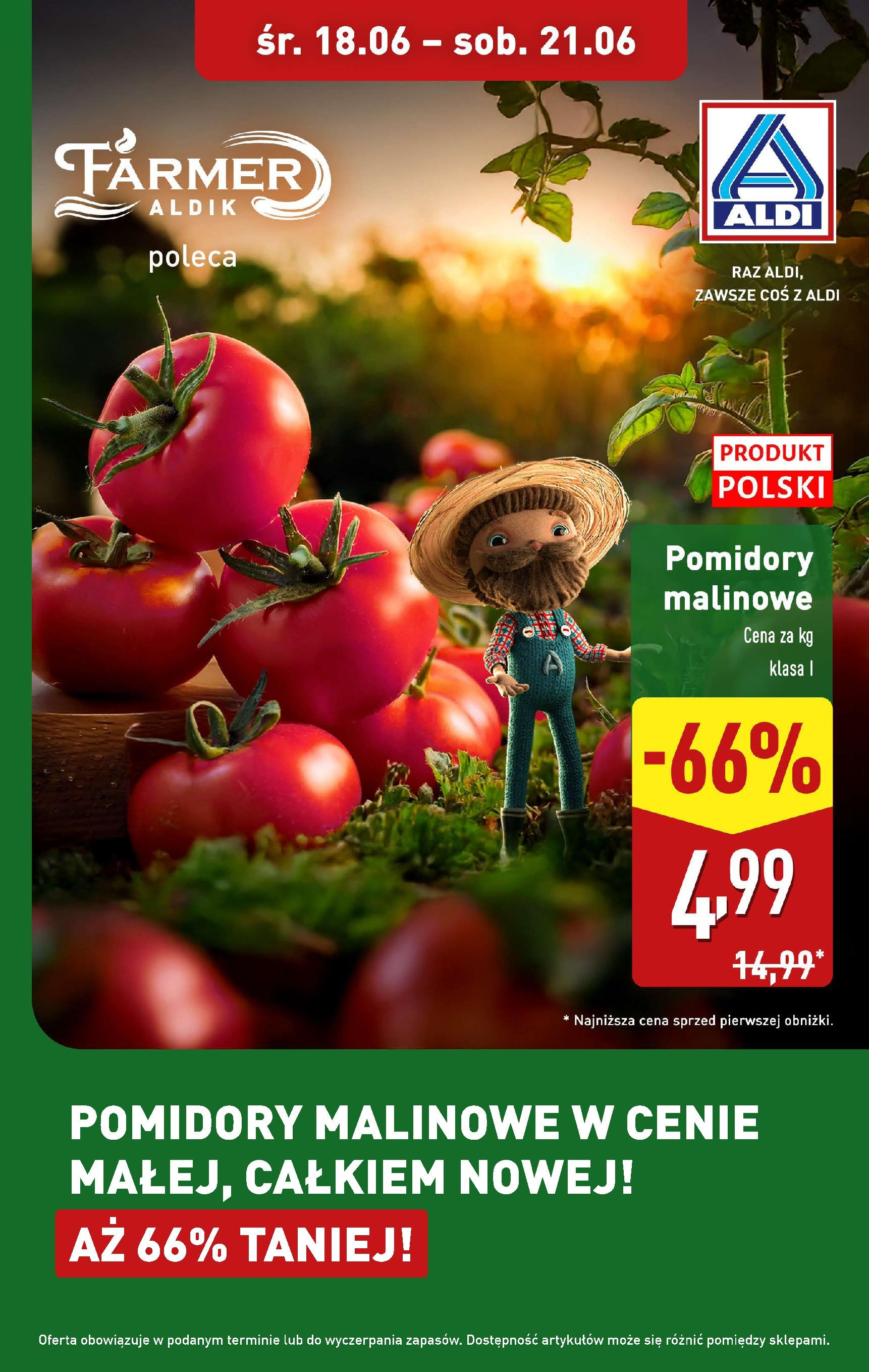 Aldi Promocja pomidory od 18.06.2025 - Nowa Gazetka - Numer strony 1