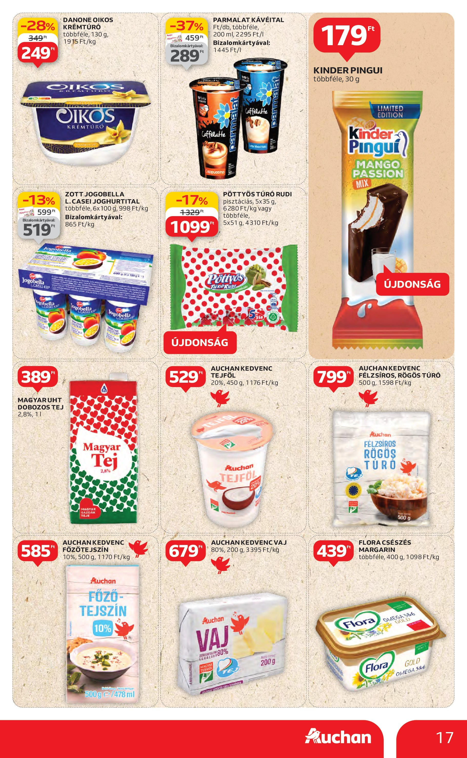 Auchan Akciós újság - 2025.06.19. -tól/töl > akció, lapozható szórólap 🛍️ | Oldal: 17 | Termékek: Cappuccino, Túró rudi, Cottage cheese, Tejföl