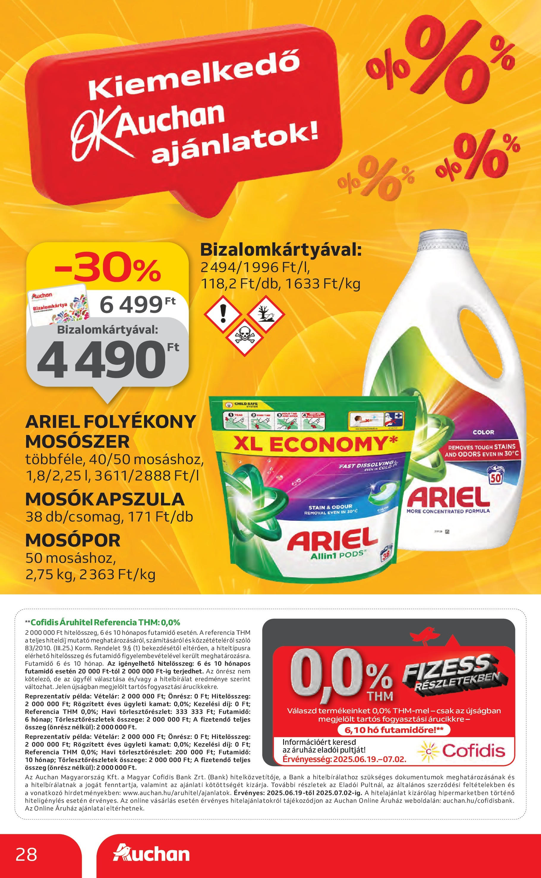 Auchan Akciós újság - 2025.06.19. -tól/töl > akció, lapozható szórólap 🛍️ | Oldal: 28 | Termékek: Ariel, Szőlő, Folyékony mosószer, Mosószer