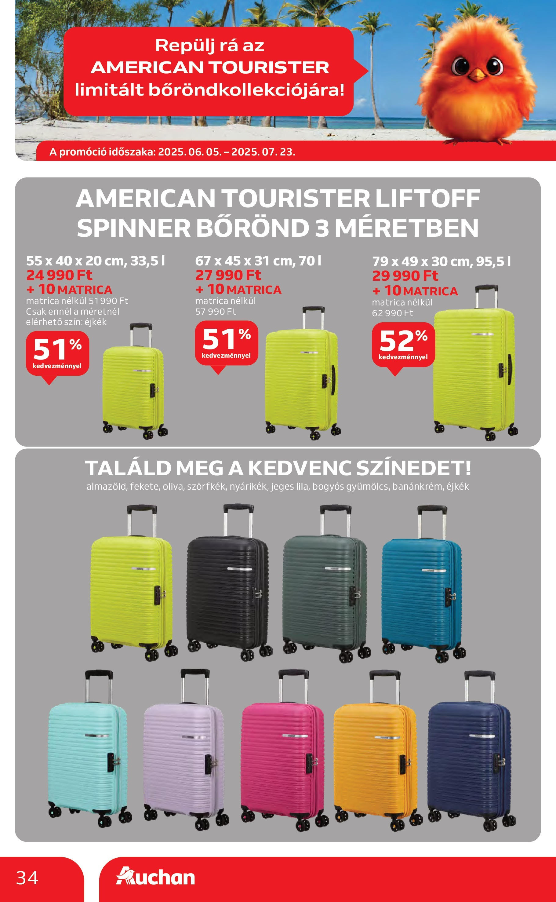 Auchan Akciós újság - 2025.06.19. -tól/töl > akció, lapozható szórólap 🛍️ | Oldal: 34 | Termékek: Bőrönd