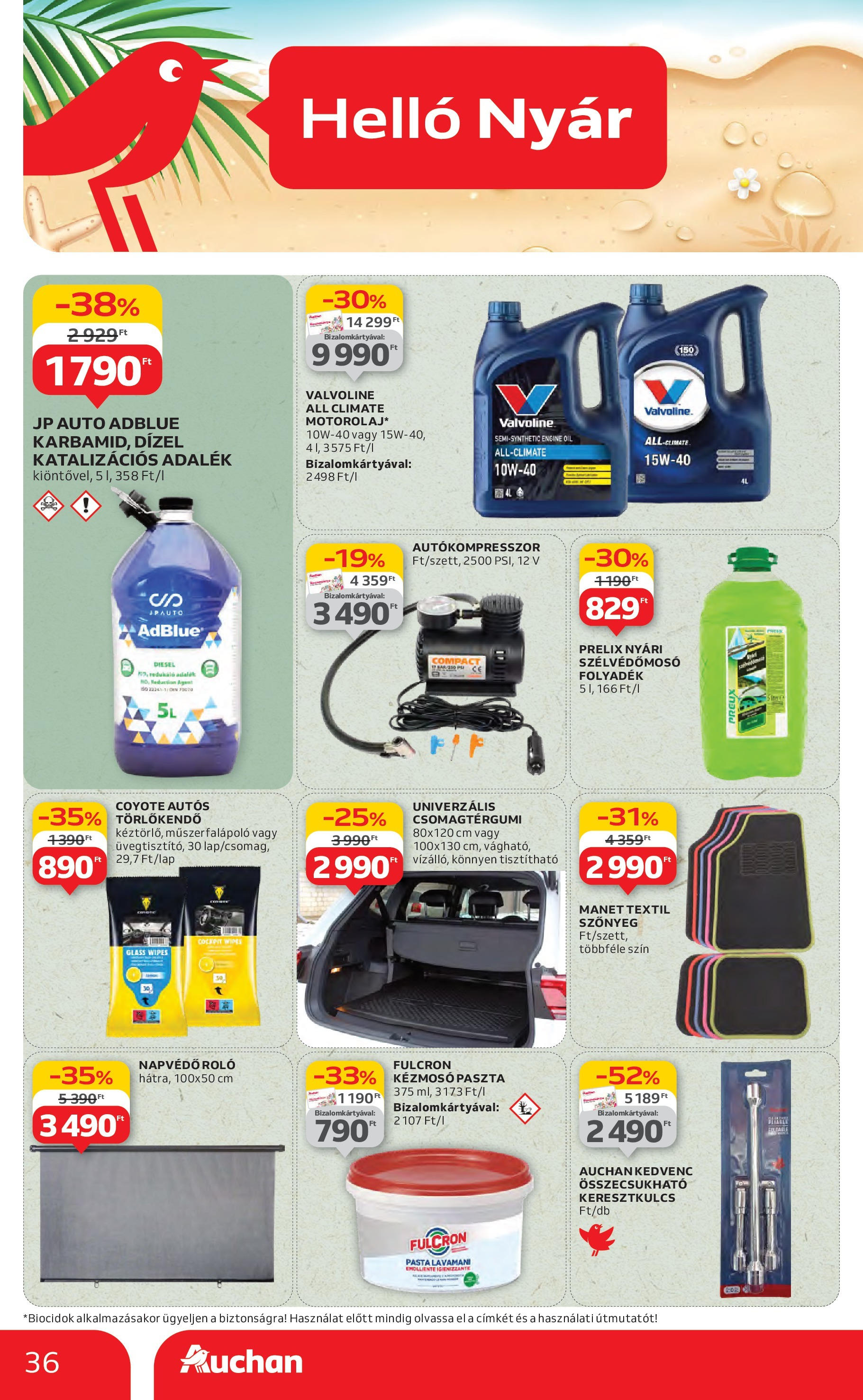Auchan Akciós újság - 2025.06.19. -tól/töl > akció, lapozható szórólap 🛍️ | Oldal: 36 | Termékek: Törlőkendő, Szőnyeg, Roló