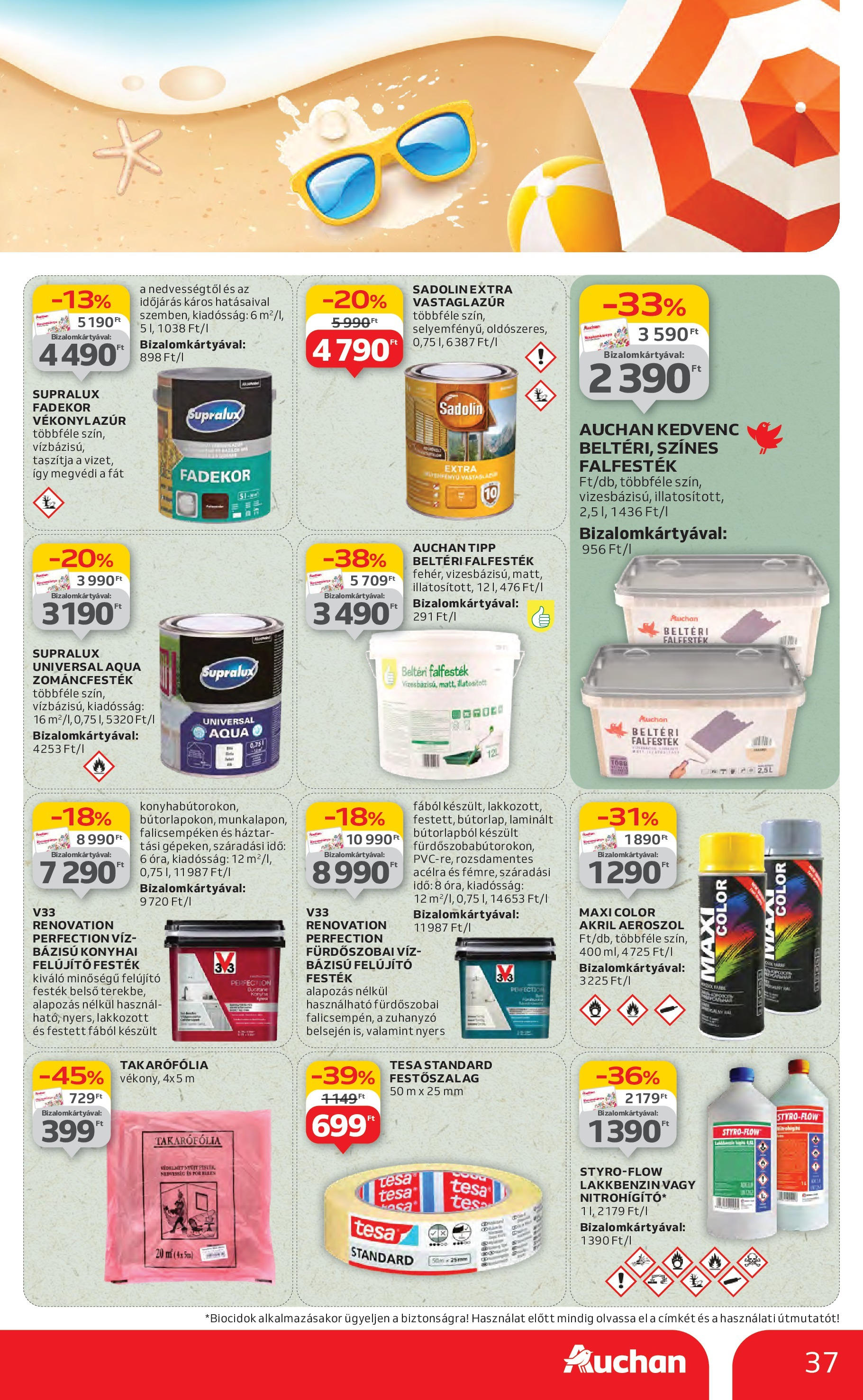 Auchan Akciós újság - 2025.06.19. -tól/töl > akció, lapozható szórólap 🛍️ | Oldal: 37 | Termékek: Festék