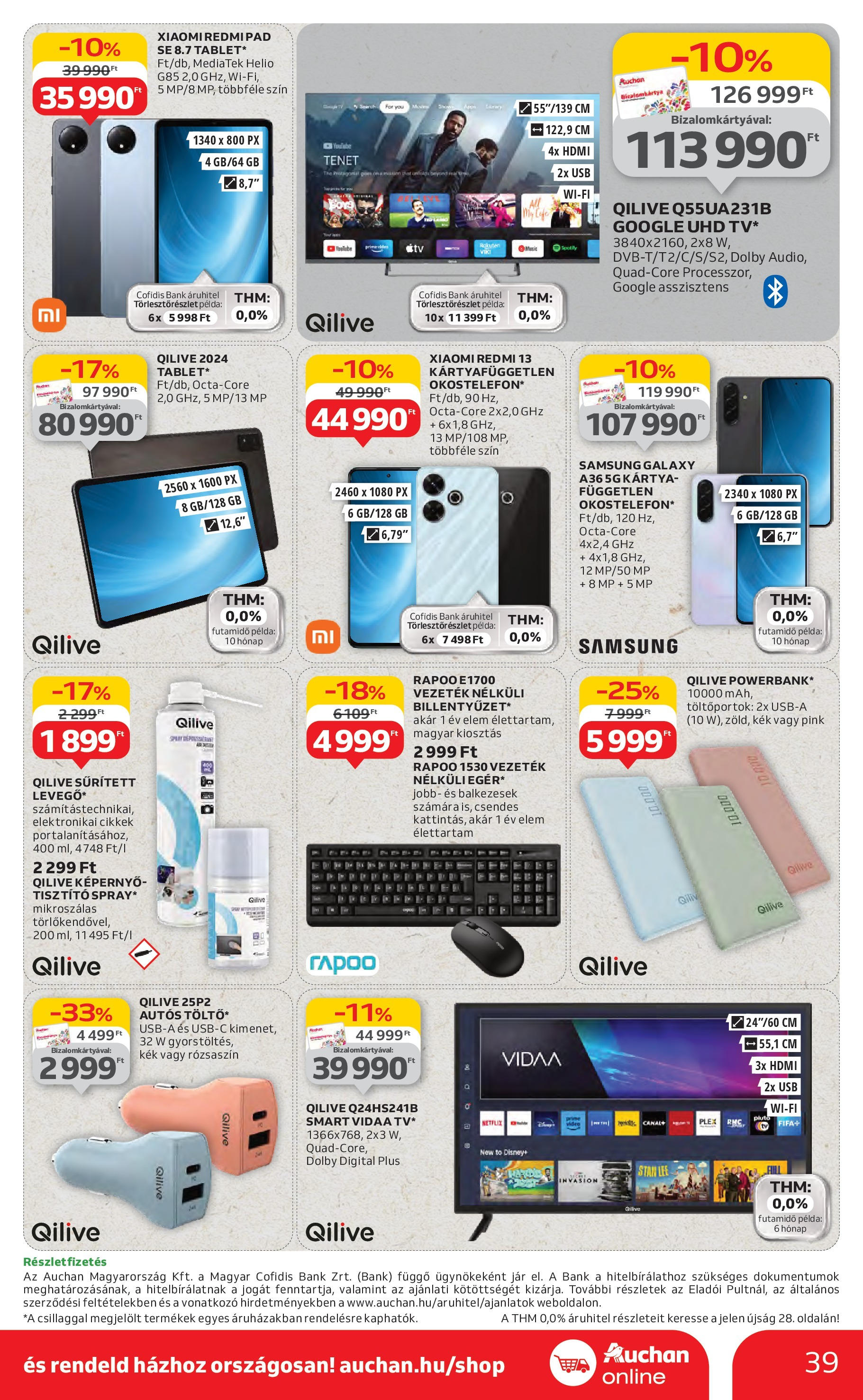 Auchan Akciós újság - 2025.06.19. -tól/töl > akció, lapozható szórólap 🛍️ | Oldal: 39 | Termékek: Tablet, USB, TV, Xiaomi
