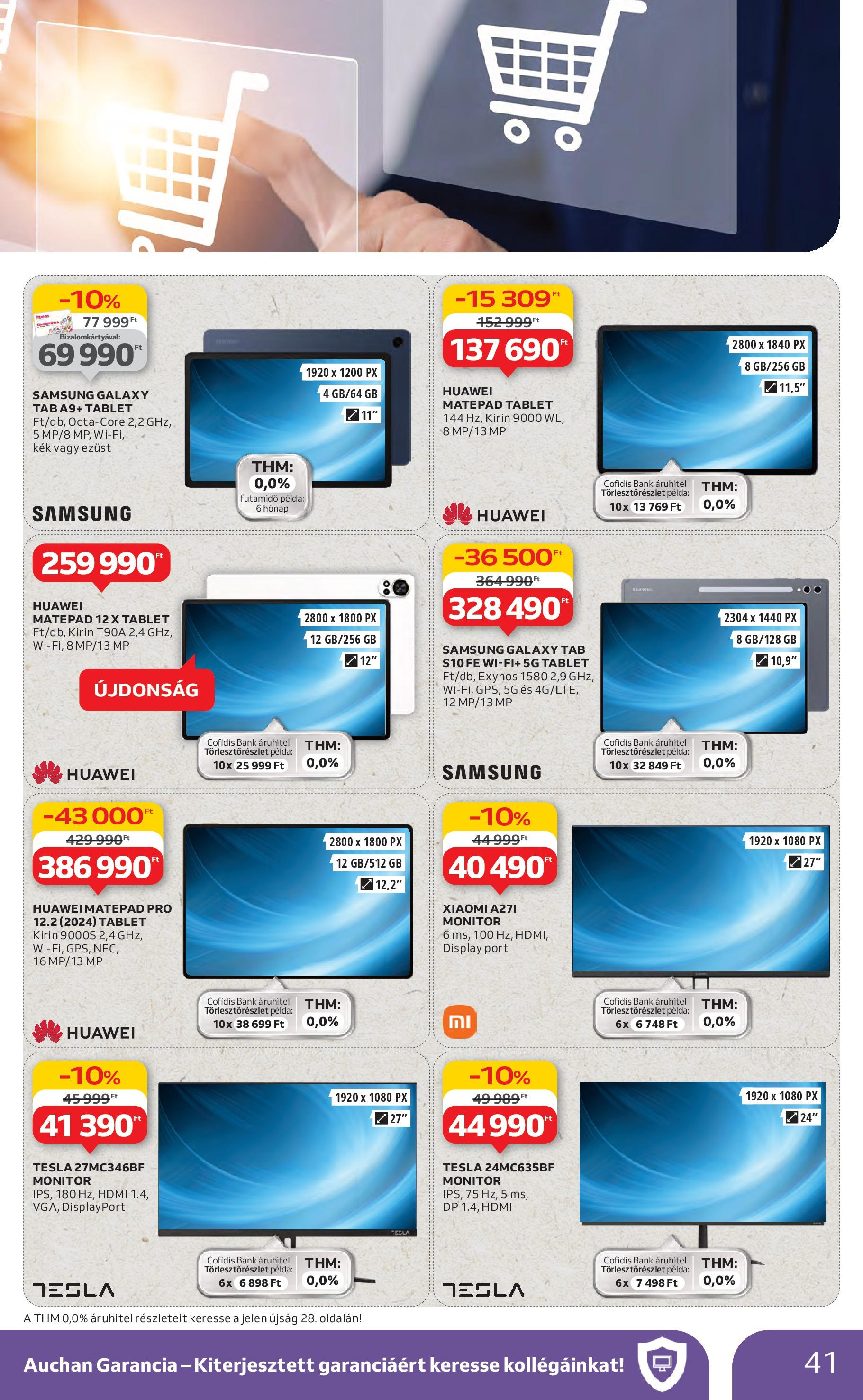 Auchan Akciós újság - 2025.06.19. -tól/töl > akció, lapozható szórólap 🛍️ | Oldal: 41 | Termékek: Tablet, Monitor, Xiaomi, Samsung