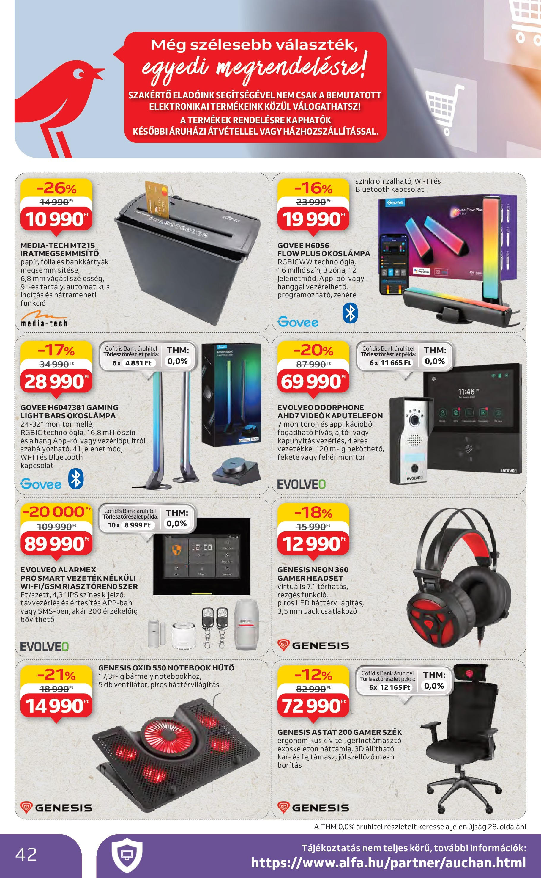 Auchan Akciós újság - 2025.06.19. -tól/töl > akció, lapozható szórólap 🛍️ | Oldal: 42 | Termékek: Gamer szék, Iratmegsemmisítő, Monitor, Kaputelefon