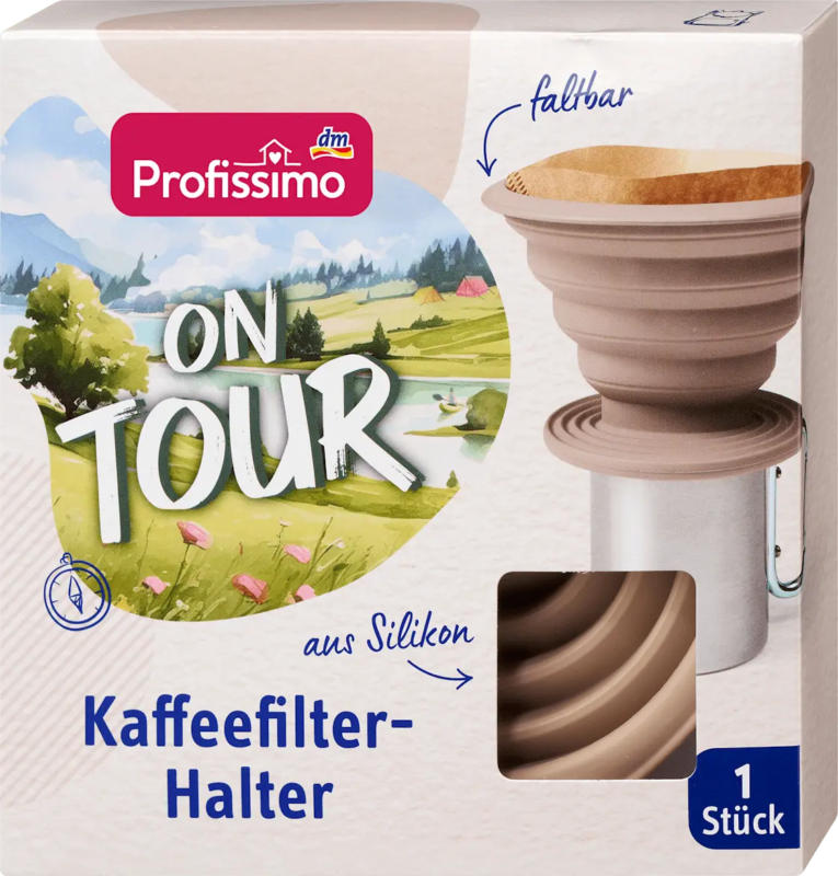 Profissimo Kaffeefilterhalter aus Silikon on tour