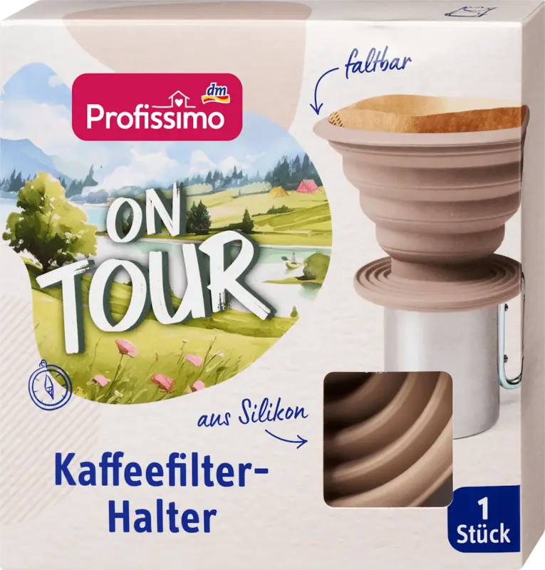 Profissimo Kaffeefilterhalter aus Silikon on tour