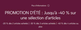 PROMOTION D'ÉTÉ : Jusqu'à -40 % sur une sélection d’articles