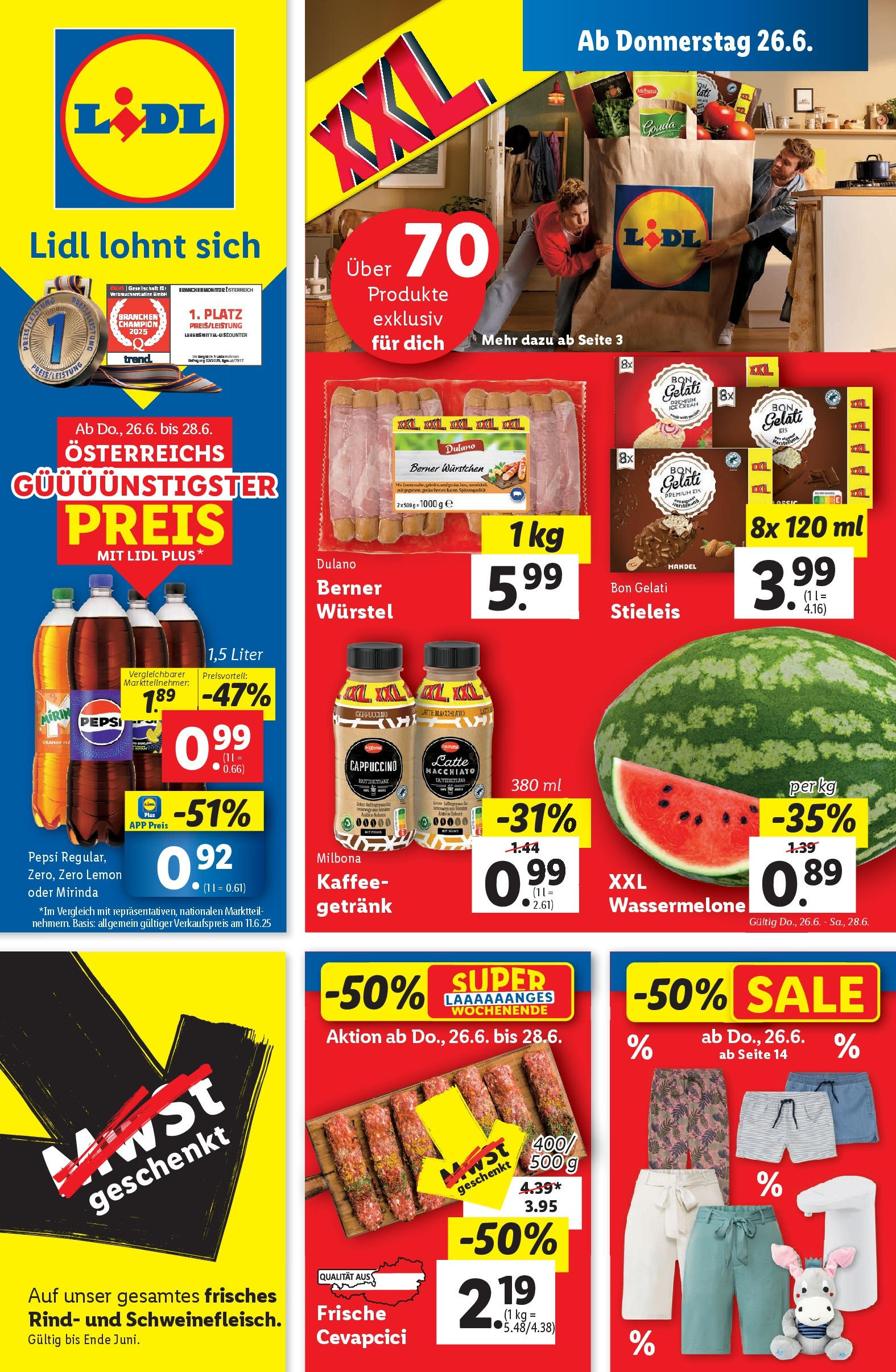 Lidl - Lidl: Flugblatt in deiner Nähe ab 25.06.2025 - Angebote ab donnerstag | Seite: 1 | Produkte: Wassermelone, Monitor, Kaffee