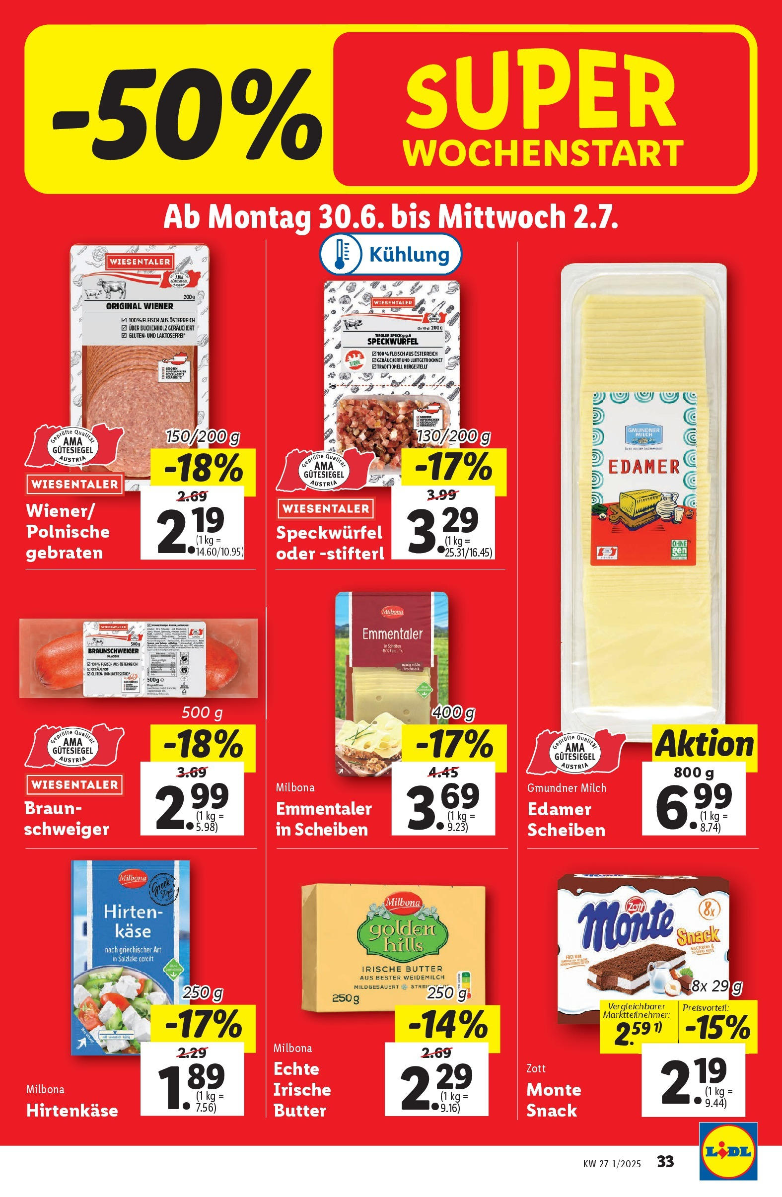 Lidl - Lidl: Flugblatt in deiner Nähe ab 25.06.2025 - Angebote ab donnerstag | Seite: 39 | Produkte: Milch, Butter, Käse