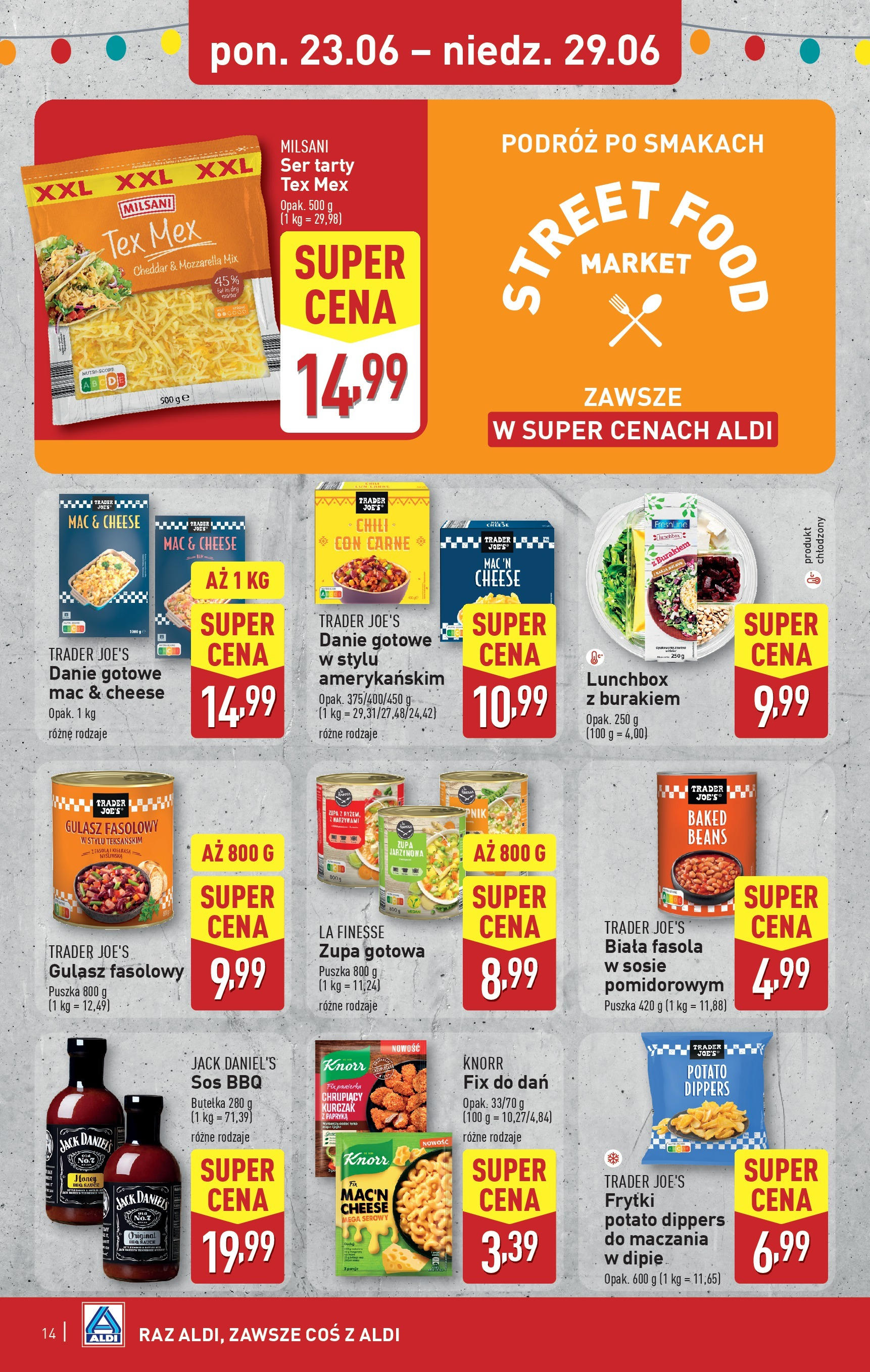 Aldi Gazetka od 23.06.2025 - Ulotka PDF, promocje | Strona: 14 | Produkty: Papryka, Fasola w sosie pomidorowym, Gulasz, Sos