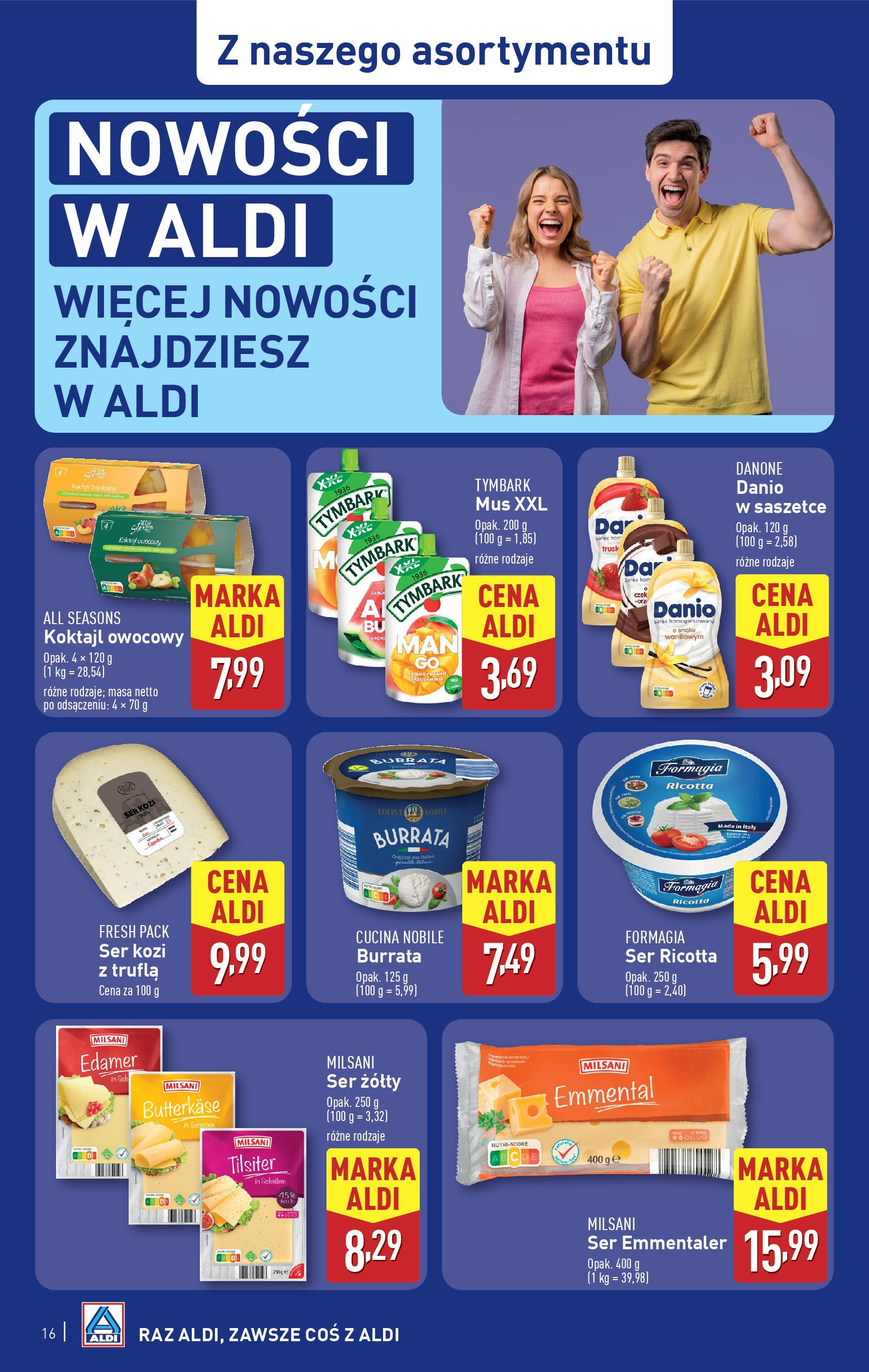 Aldi Gazetka od 23.06.2025 - Ulotka PDF, promocje | Strona: 16 | Produkty: Ser żółty, Ser kozi, Ser, Ser ricotta