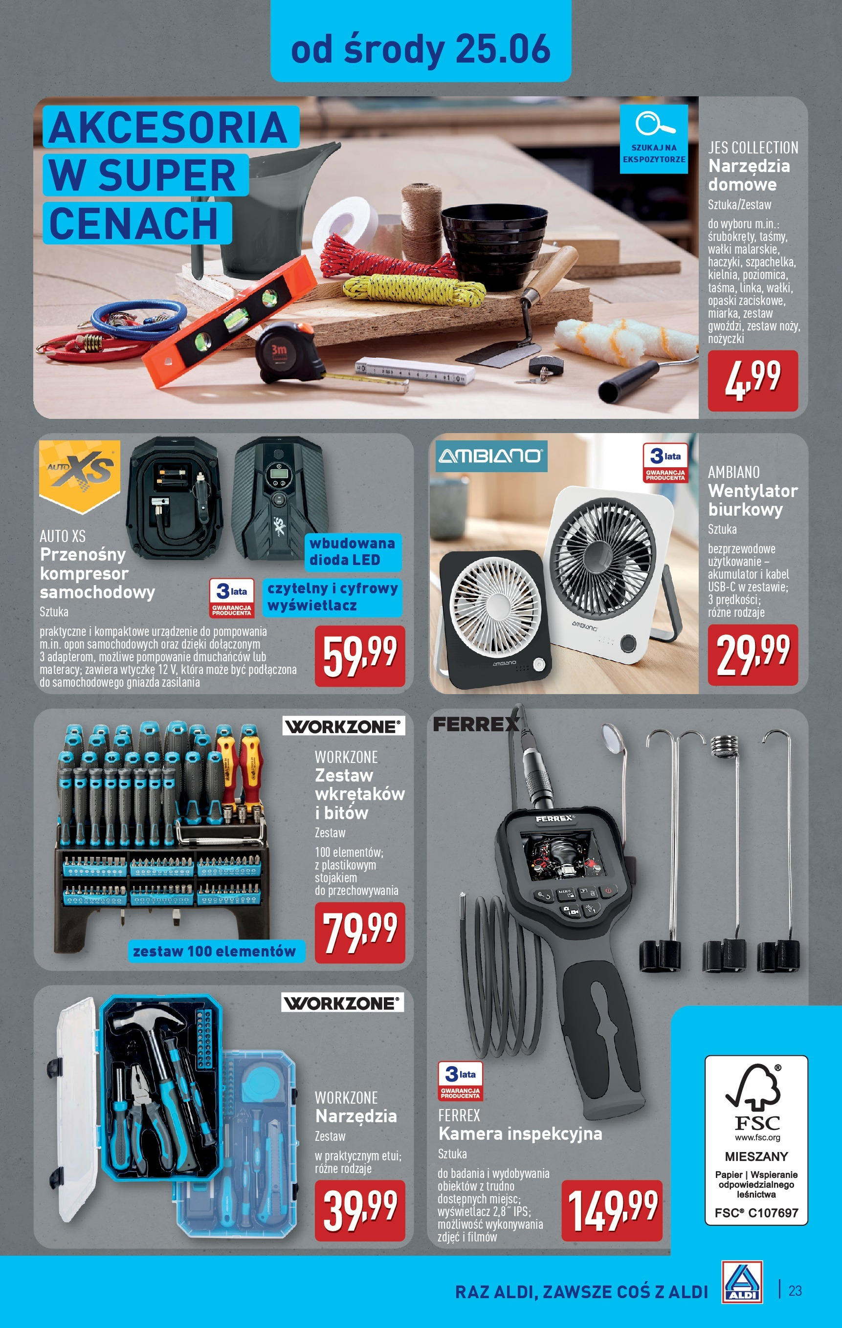Aldi Gazetka od 23.06.2025 - Ulotka PDF, promocje | Strona: 23 | Produkty: Kabel, Wentylator