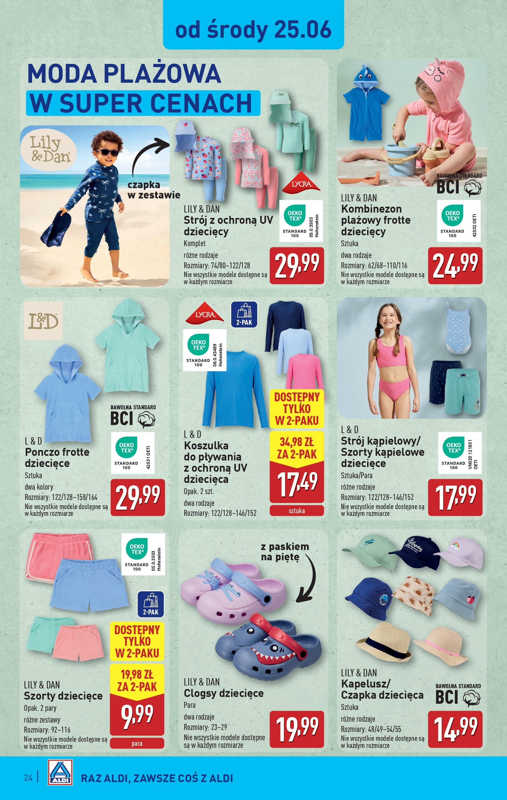 Aldi Gazetka od 23.06.2025 - Ulotka PDF, promocje | Strona: 24 | Produkty: Szorty, Kombinezon, Czapka